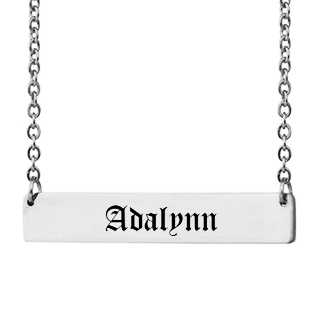 Personalized Engraved Bar Necklace - Custom Name Jewelry for Women (Adalynn, Emma, Sophia) - Perfect Gift for Birthday, Anniversary & Mother's Day