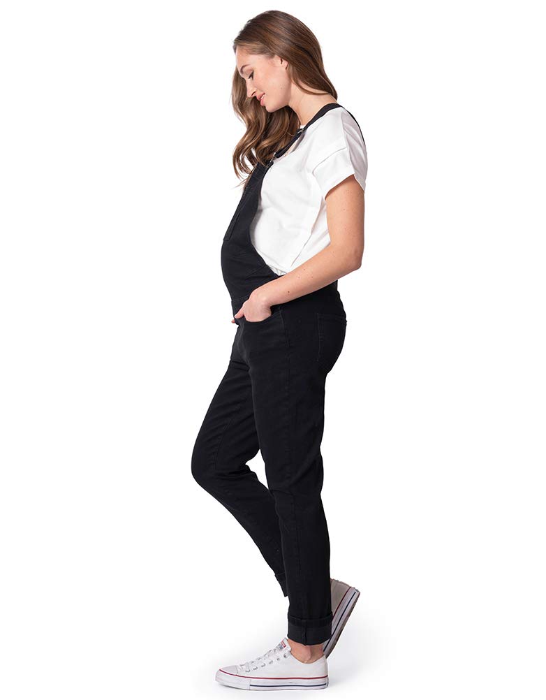 Seraphine Women's Black Denim Maternity Overalls - Comfortable Pregnancy Overalls for Casual Wear & Maternity Photos