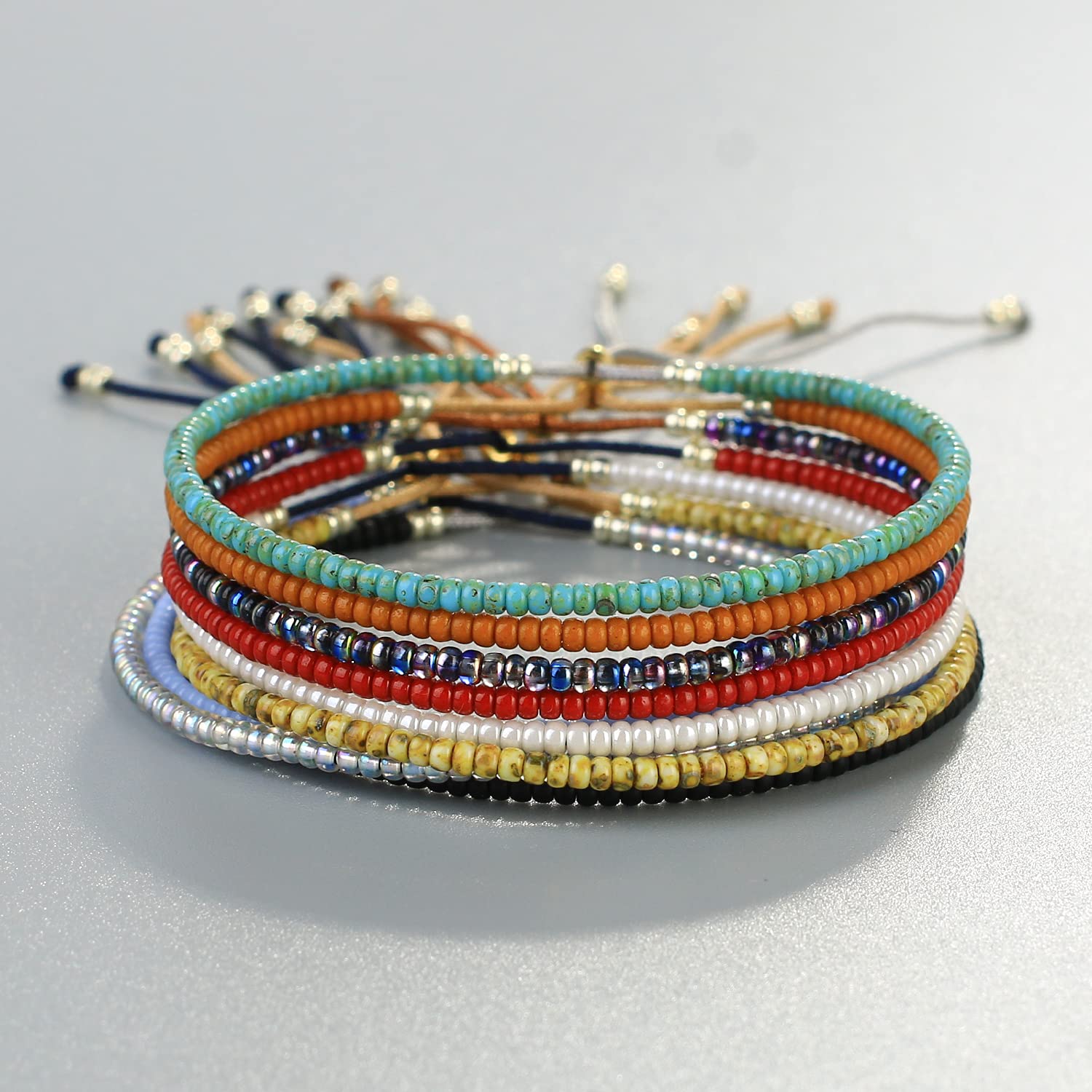 Colorful Beaded Friendship Bracelets for Women - Thin Strand Fashion Jewelry for Gifts, Parties & Everyday Wear