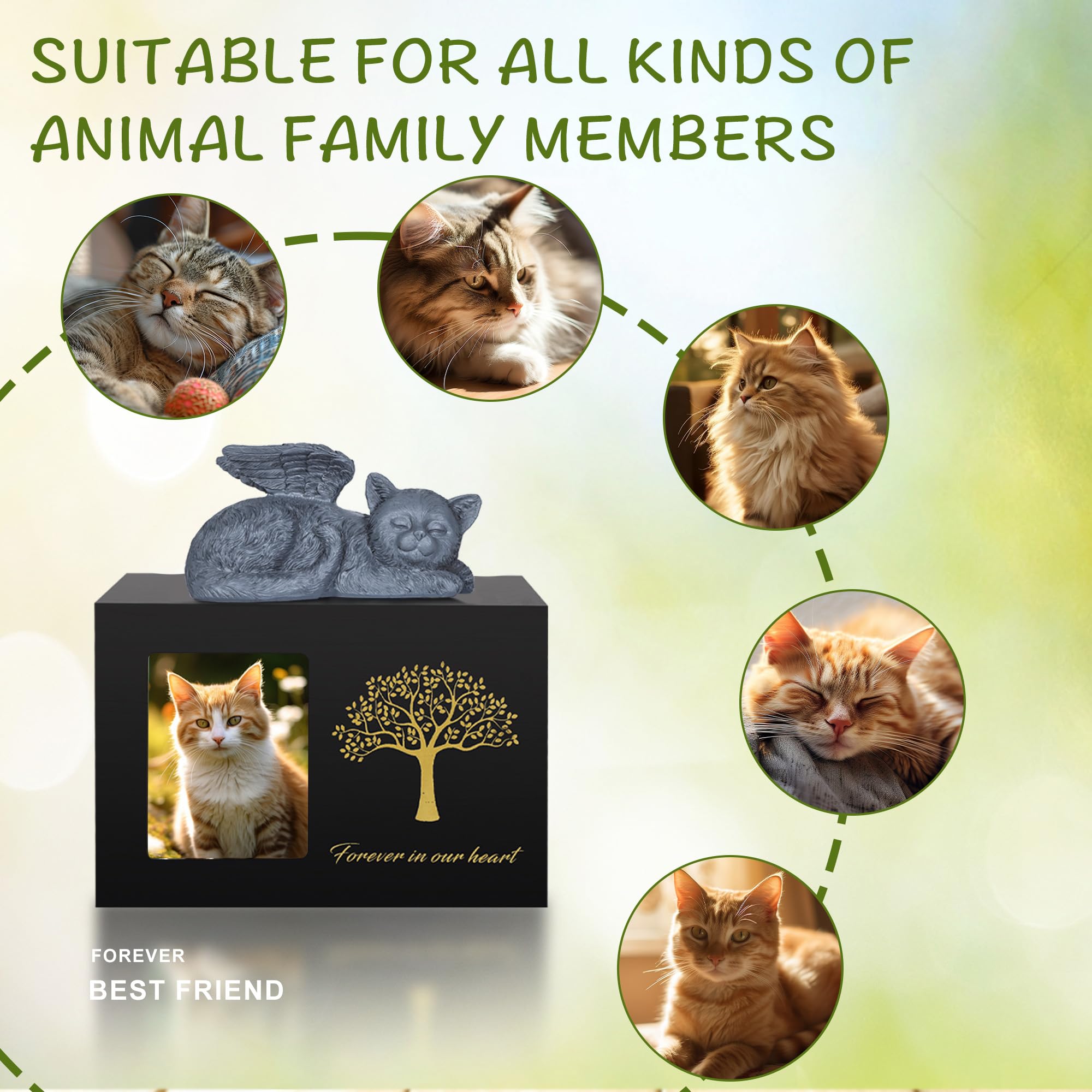 Beautiful White Wooden Pet Urn for Cat Ashes - Memorial Keepsake Box for Beloved Cats | Perfect for Home Memorials, Pet Loss Gifts & Remembrance Ceremonies