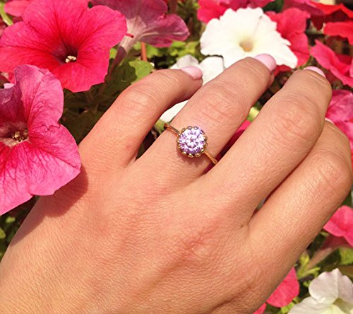 October Birthstone Jewelry - Rose Quartz Promise Ring in 14K Gold - Pink Gemstone Ring for Women - Elegant Gift for Anniversary, Valentine's Day & Special Occasions