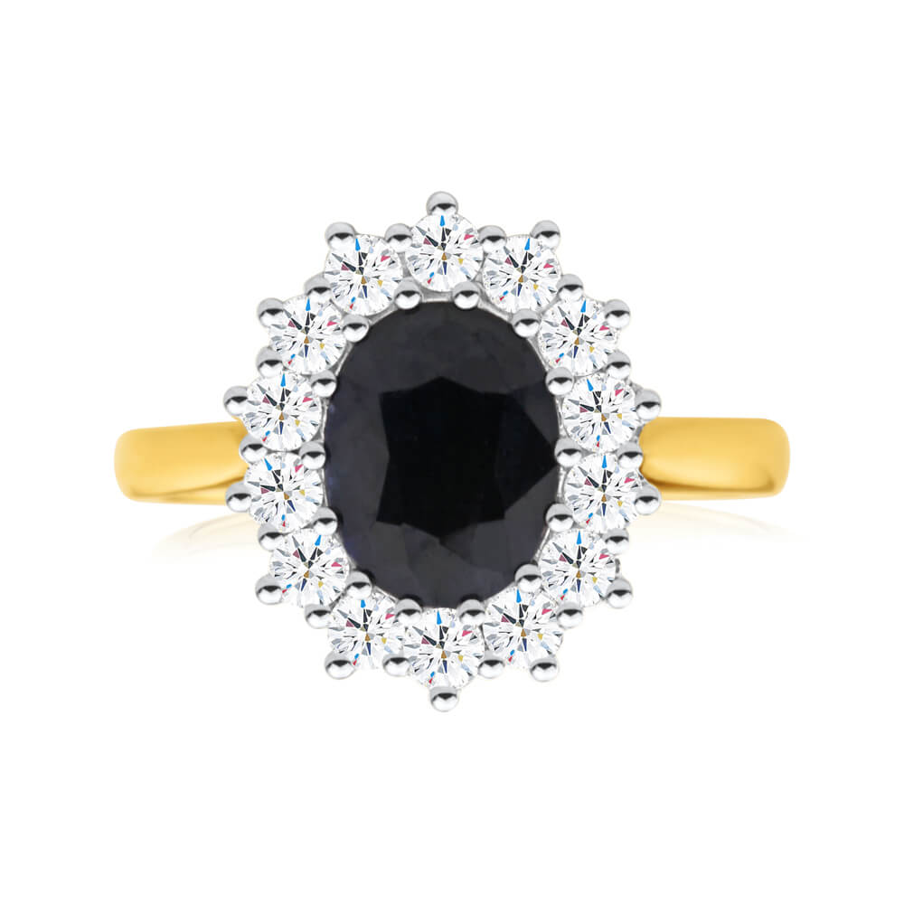 18K Gold Ring with 2.70 Carat Natural Blue Sapphire & 0.70ct Diamond Accents - Elegant Engagement, Wedding, Anniversary Jewelry Gift for Women