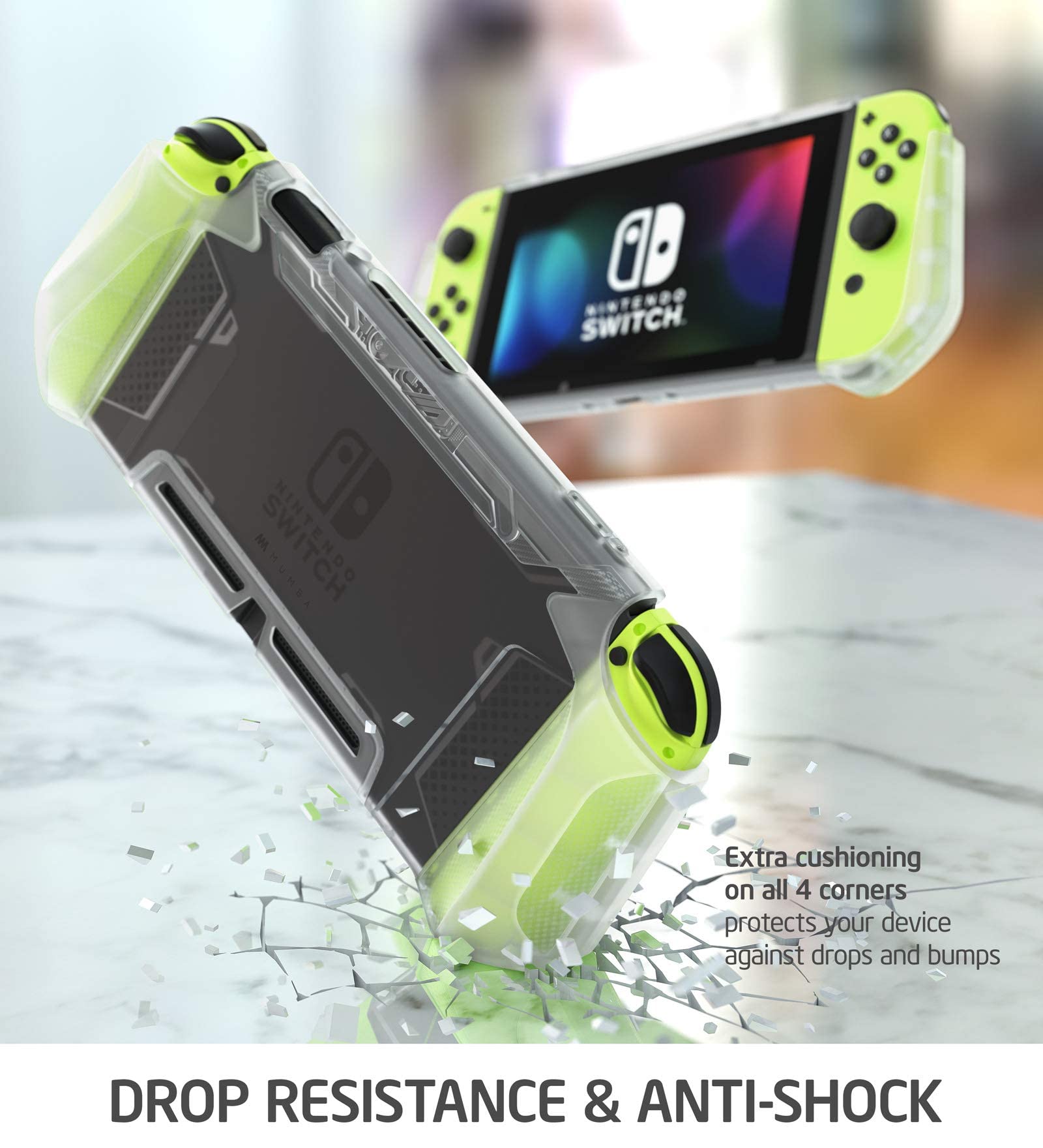 Mumba Dockable Case for Nintendo Switch - Blade Series TPU Grip Protective Cover with Ergonomic Design & Comfortable Hold (Clear) | Perfect for Gaming, Travel & Long Play Sessions
