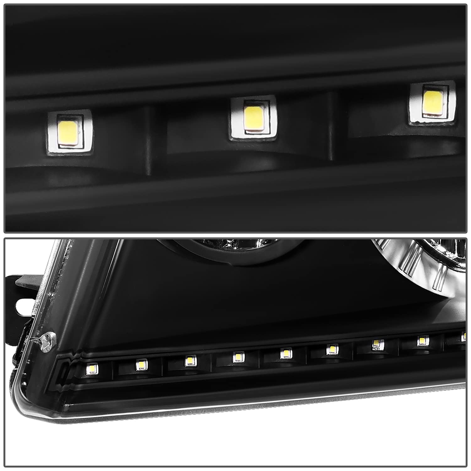 DNA MOTORING HL-LED-F15004-BK-AM Black Amber LED Corner Headlights with Light Bar - Replacement for 2004-2008 Ford F150 & Mark LT - Upgrade Your Truck's Style & Visibility for Night Driving & Off-Road Adventures