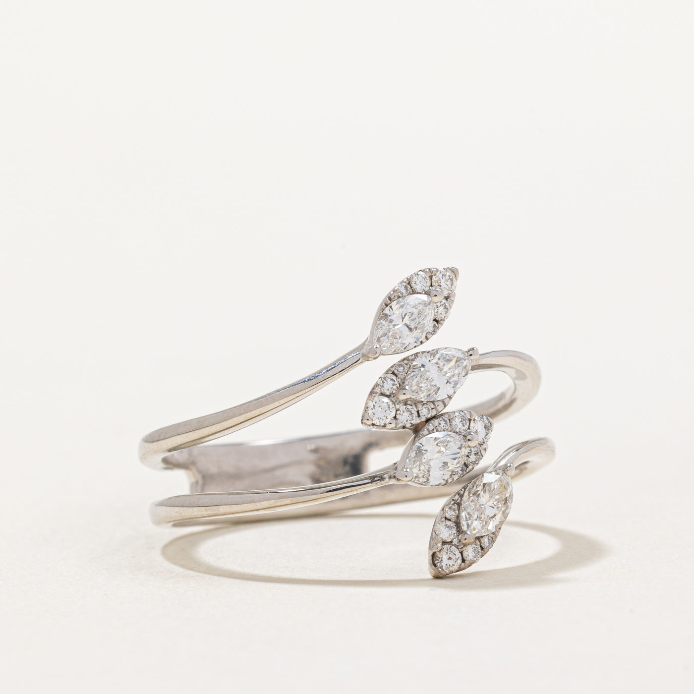 Elegant 0.83ctw Diamond Cocktail Wrap Ring - Size 11 | Perfect for Evening Parties, Weddings & Special Occasions