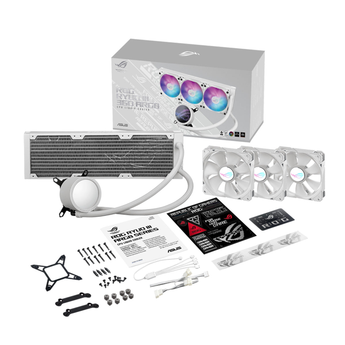 ASUS ROG RYUO III 360 ARGB White Edition AIO Liquid CPU Cooler - Premium Cooling for Gaming PCs & High-Performance Workstations