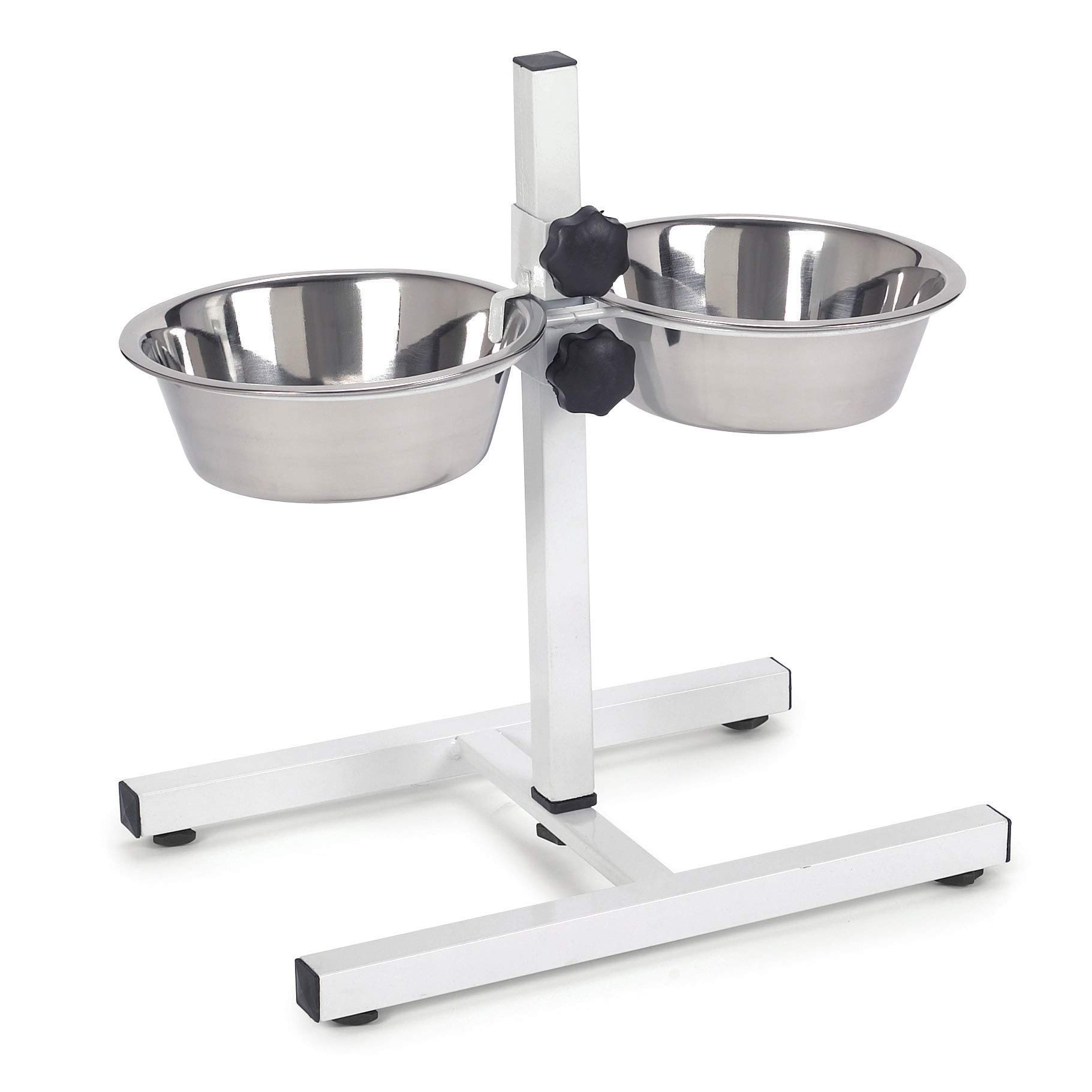 Proselect Stainless Steel Adjustable Height Dog Bowls - 2 Pack Non-Slip Pet Food & Water Dishes for Small Medium Large Dogs - Perfect for Indoor, Outdoor & Travel Use