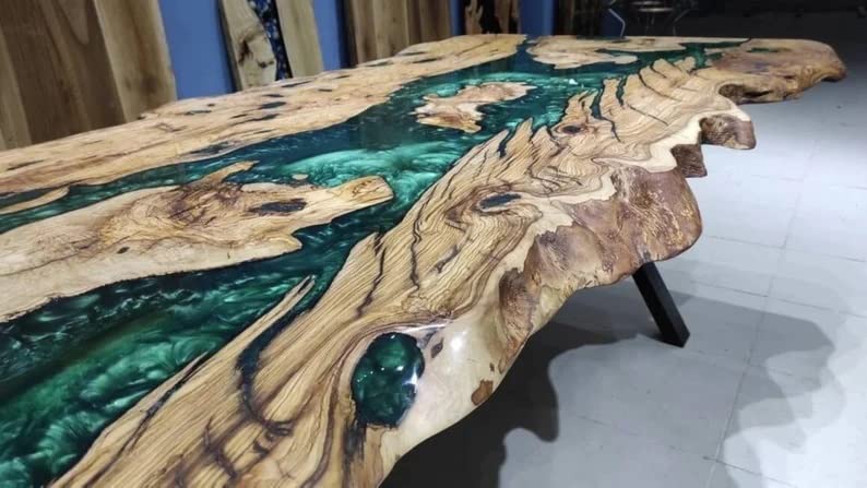 Custom Epoxy Resin Dining Table for 2-8 People - Handmade Wood & River Design Coffee Table - 36