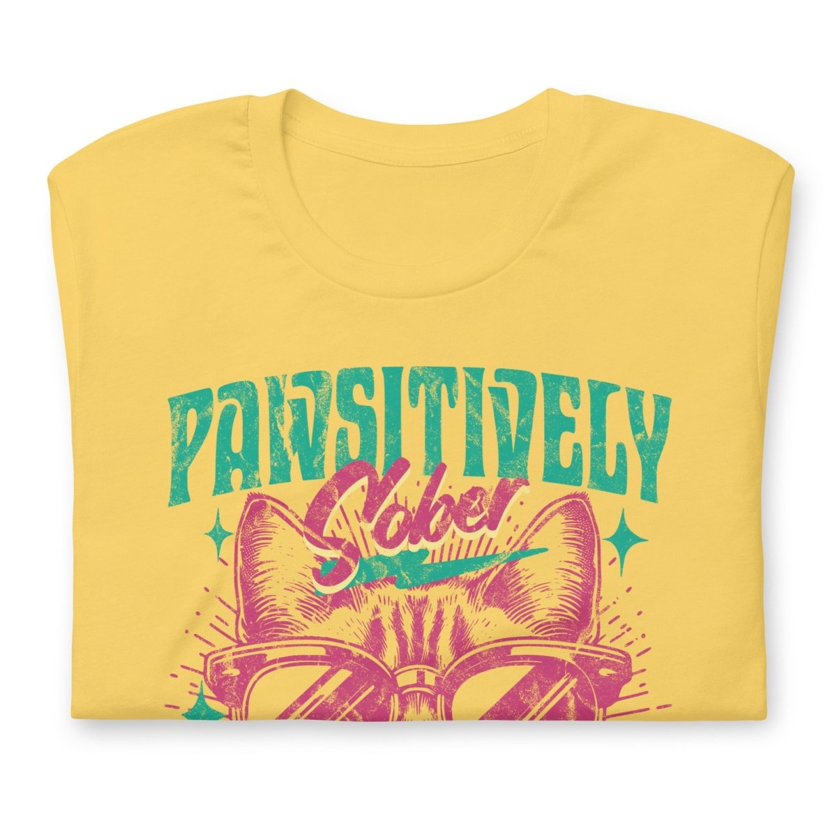 Pawsitively Sober T-Shirt - Funny Cat Sobriety Tee for Recovery & AA Meetings | Celebrate Clean Living with Cute Cat Design