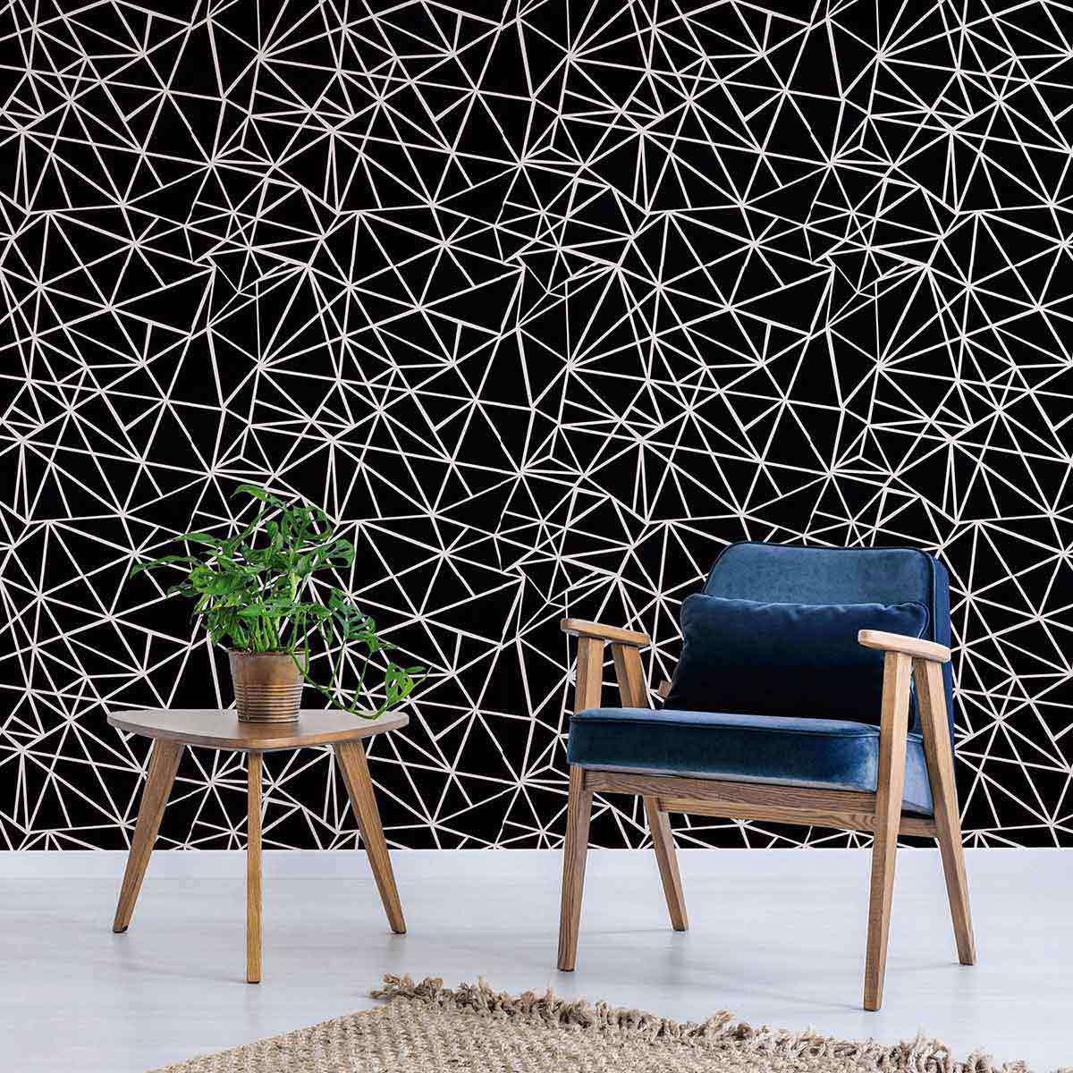 Black and White Triangle Peel and Stick Removable Wallpaper - Self-Adhesive Geometric Wall Decor for Bedroom, Living Room, Office - Easy to Install & Remove