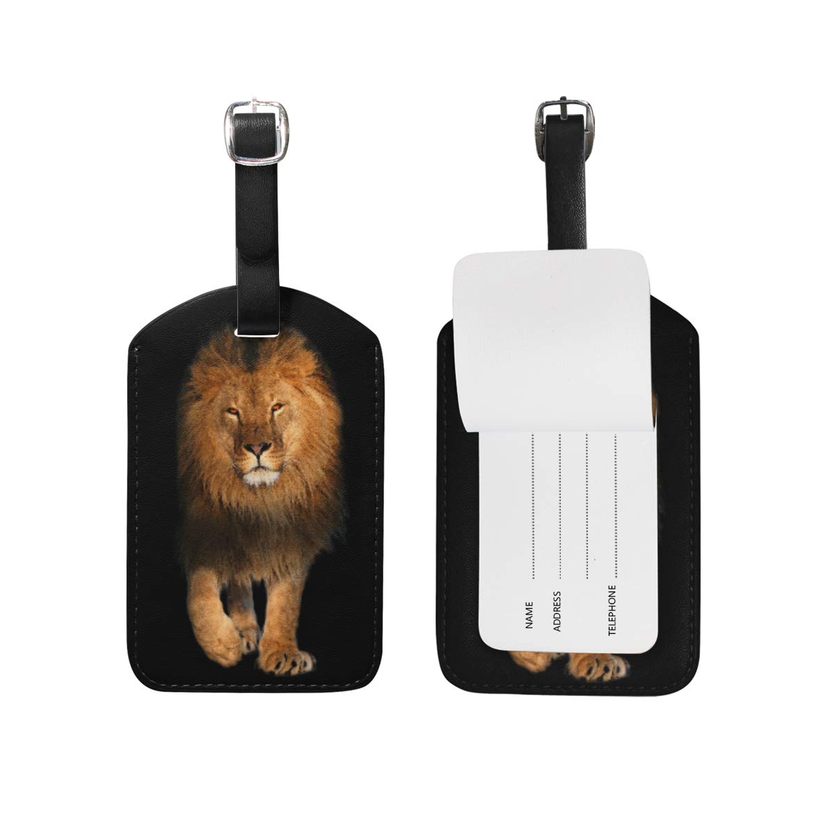 Durable PU Leather Lion Luggage Tag - Personalized Travel Suitcase Label for Bags & Backpacks (1 Piece) - Perfect for Airports, Business Trips & Vacation Travel Accessories