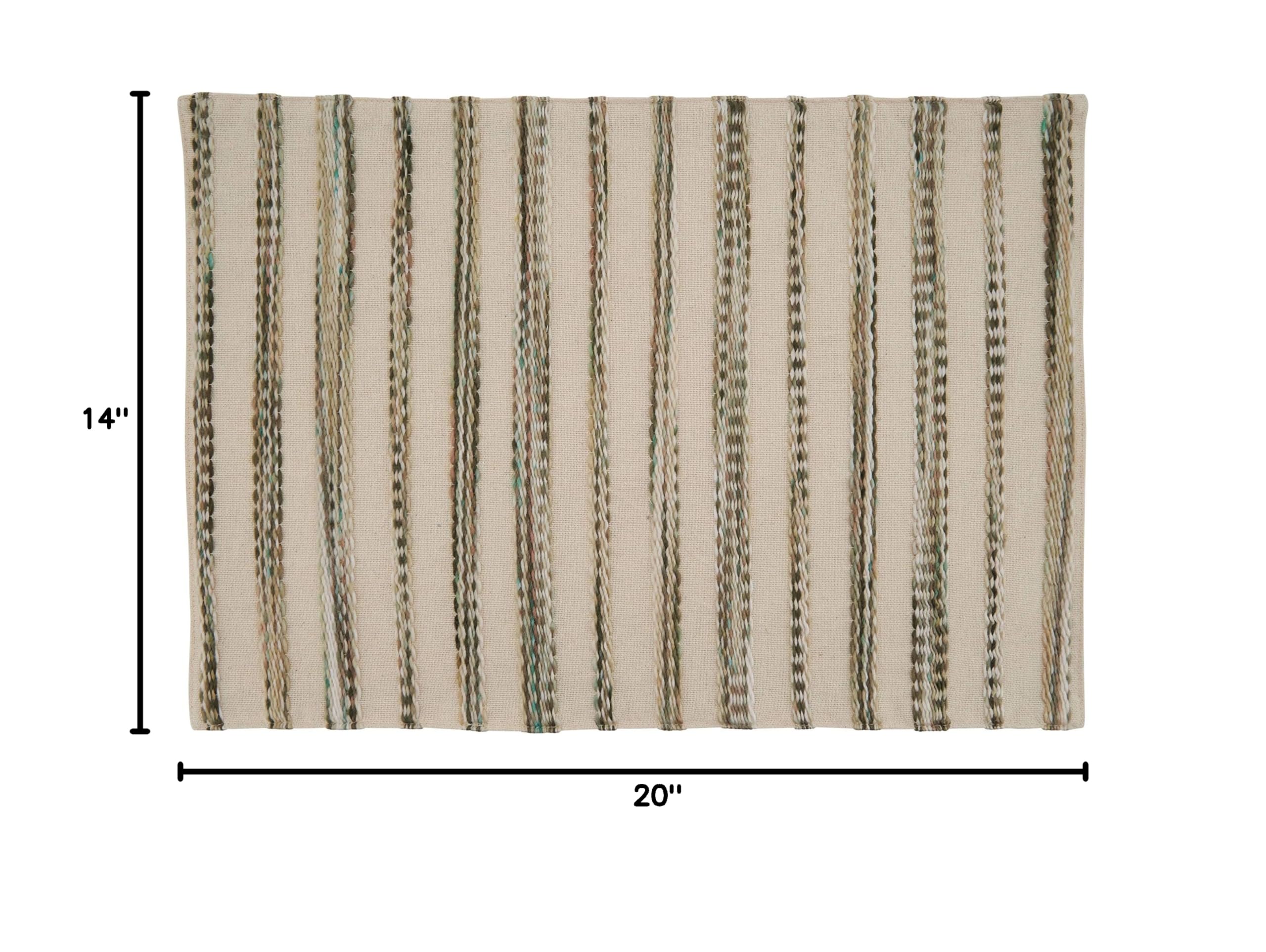 Premium Stripe Weave Design Placemats Set of 4 - Waterproof & Heat Resistant Table Mats for Dining, Kitchen, and Party Decor