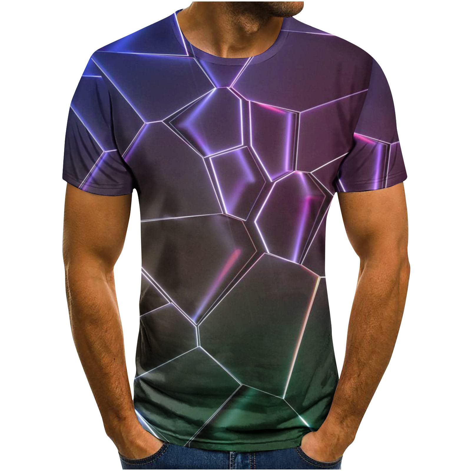 3D Printed Optical Illusion T-Shirts for Men - Short Sleeve Graphic Tees with Cool Visual Effects | Perfect Summer Tops for Dads, Casual Wear & Unique Gifts