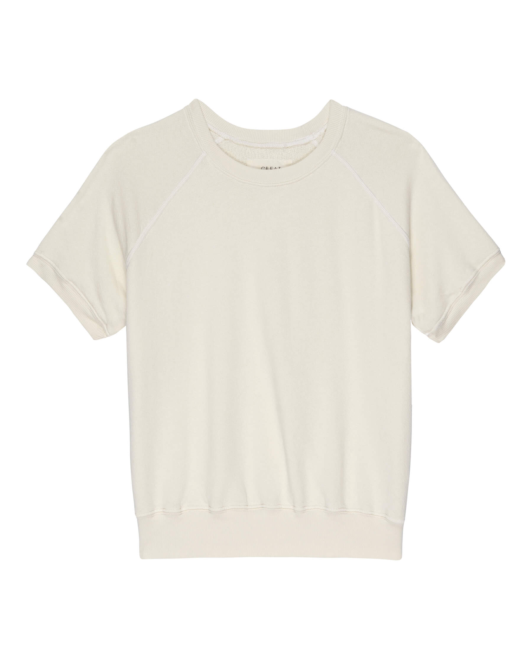 Men's Short Sleeve Sweatshirt - Soft Washed White Cotton Pullover for Casual Wear | Gym, Lounge & Everyday Comfort