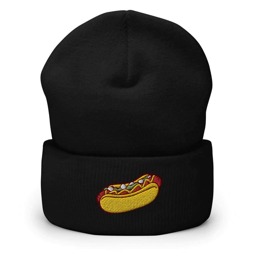DigitalEats Hot Dog Glizzy Embroidered Cuffed Beanie - Funny Hot Dog Lover Gift for Foodies & Vendors - Perfect for Winter Fashion & Street Food Events