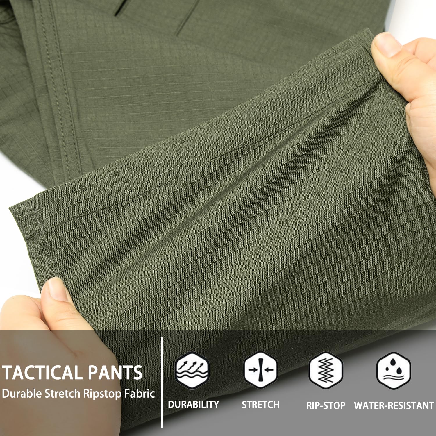 Men's Tactical Cargo Pants - Water Resistant Ripstop Stretch Hiking Pants for Outdoor Work & EDC | Lightweight Durable for Hiking, Camping & Everyday Wear