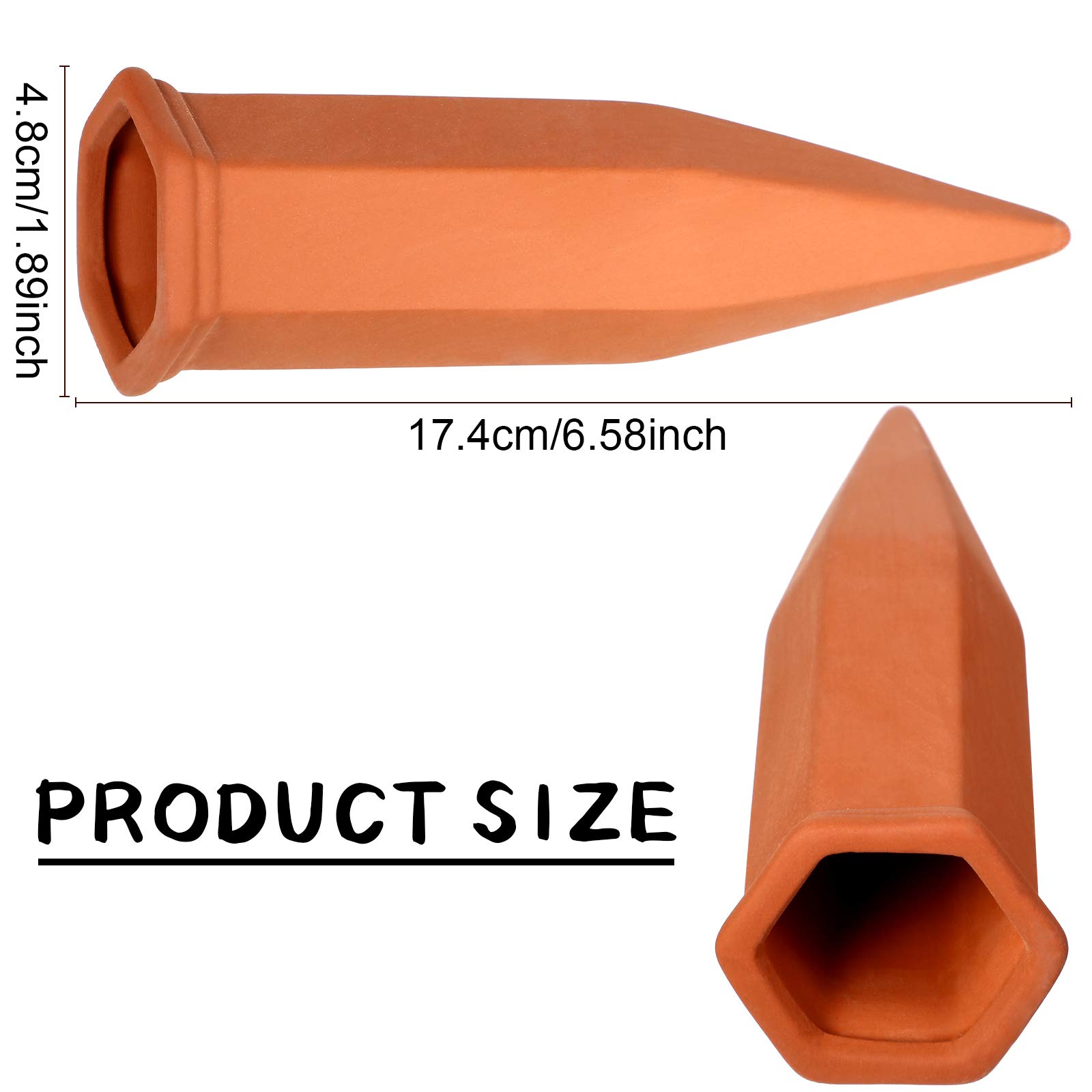 Jovitec 6-Pack Terracotta Self Watering Spikes - Automatic Plant Watering Stakes for Indoor & Outdoor Plants - Rustic Red - Perfect for Home, Office, Vacation & Garden Use