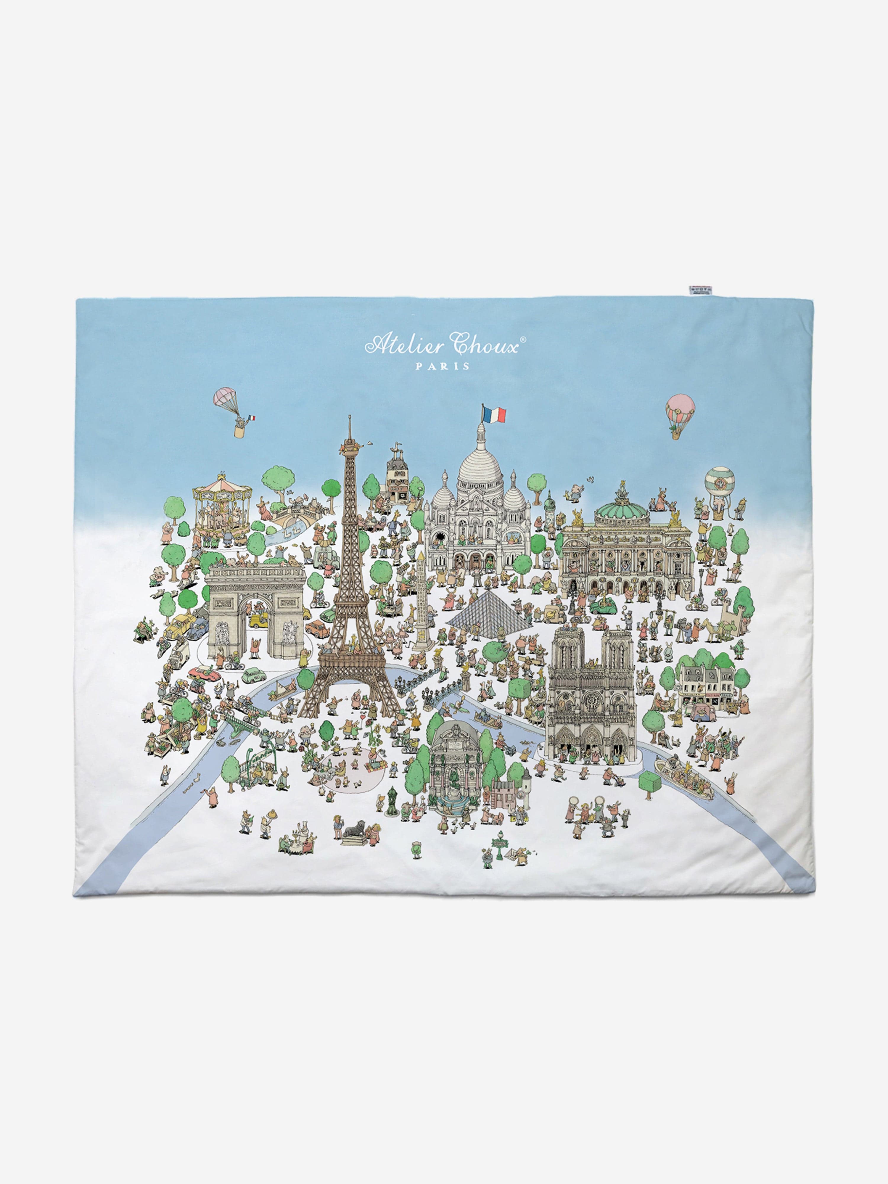Atelier Choux Reversible Baby Quilt - Paris Carousel Design, Multicolor, 130cm - Soft & Stylish Nursery Blanket for Cribs, Strollers & Photo Shoots
