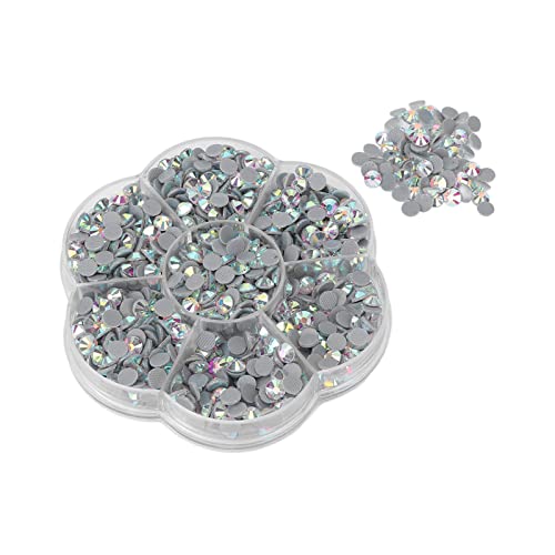 Hotfix Rhinestones for Nail Art - Shiny Transparent Long Lasting Nail Decorations, DIY Glass Gems for Phone Cases & Bags (JM201 White AB) - Perfect for Nail Salons, DIY Crafts & Fashion Accessories