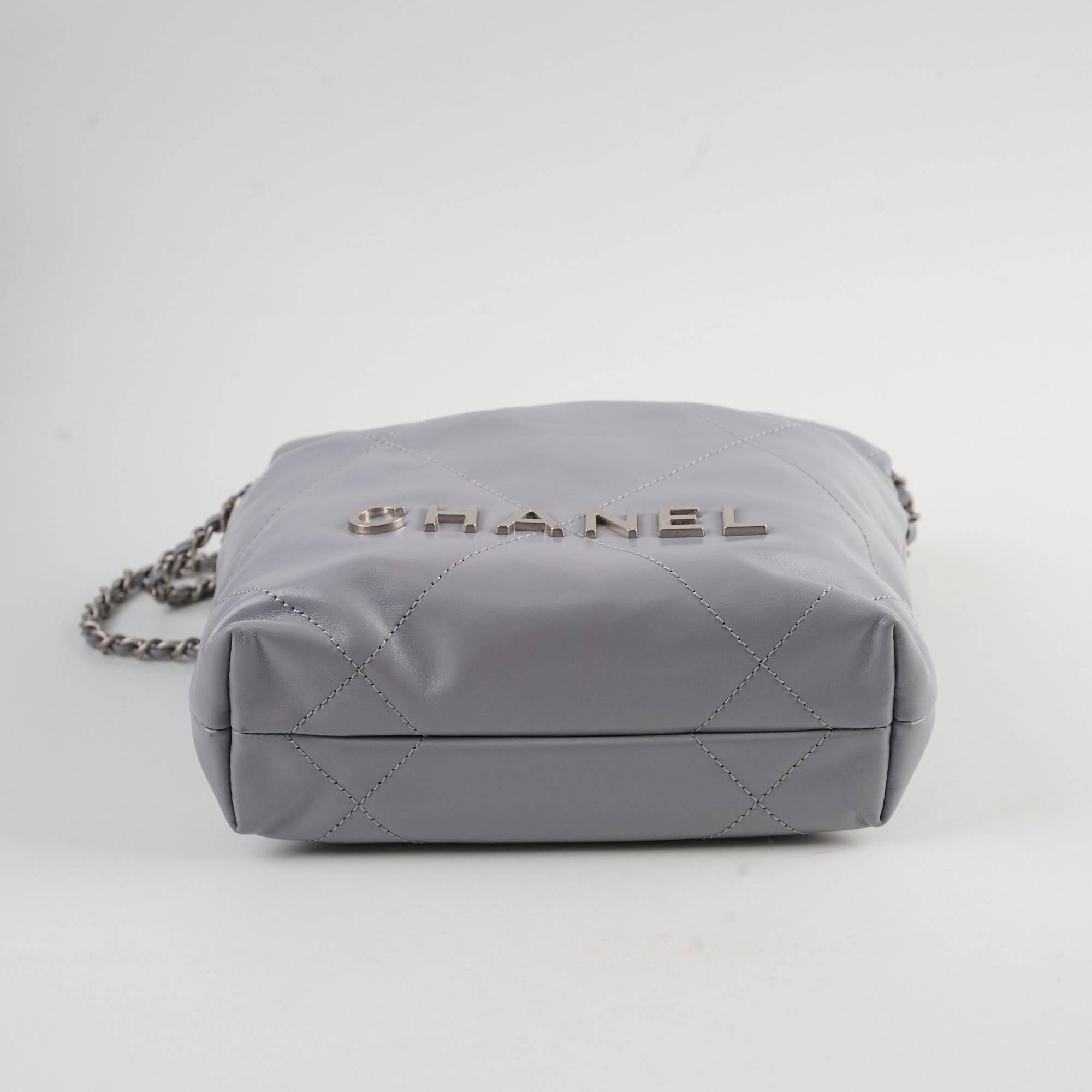 Chanel Mini 22 Handbag Grey Leather Crossbody Bag with Microchip - Perfect for Everyday Use, Date Night & Travel Accessories