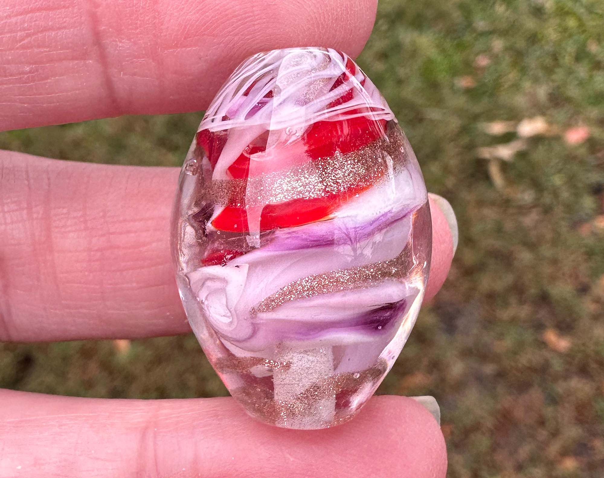 Valentine Love Lampwork Glass Focal Bead - Handmade SRA Artisan Jewelry Bead for Necklace, Bracelet & DIY Craft Projects - Perfect for Valentine's Day Gifts & Romantic Jewelry Making