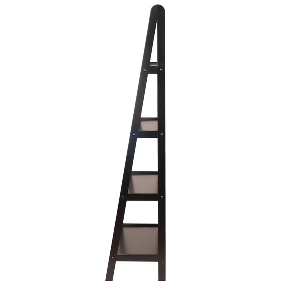 Pemberly Row 4-Tier A-Frame Solid Wood Bookshelf - Espresso Finish for Living Room, Office, or Library Storage