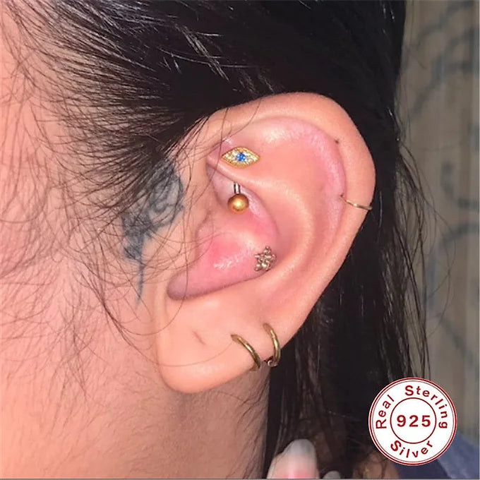 Evil Eye Rook Curved Barbell Eyebrow Piercing Jewelry | 16G 14G Body Jewelry for Eyebrow Piercing | Perfect for Gothic, Punk & Alternative Style