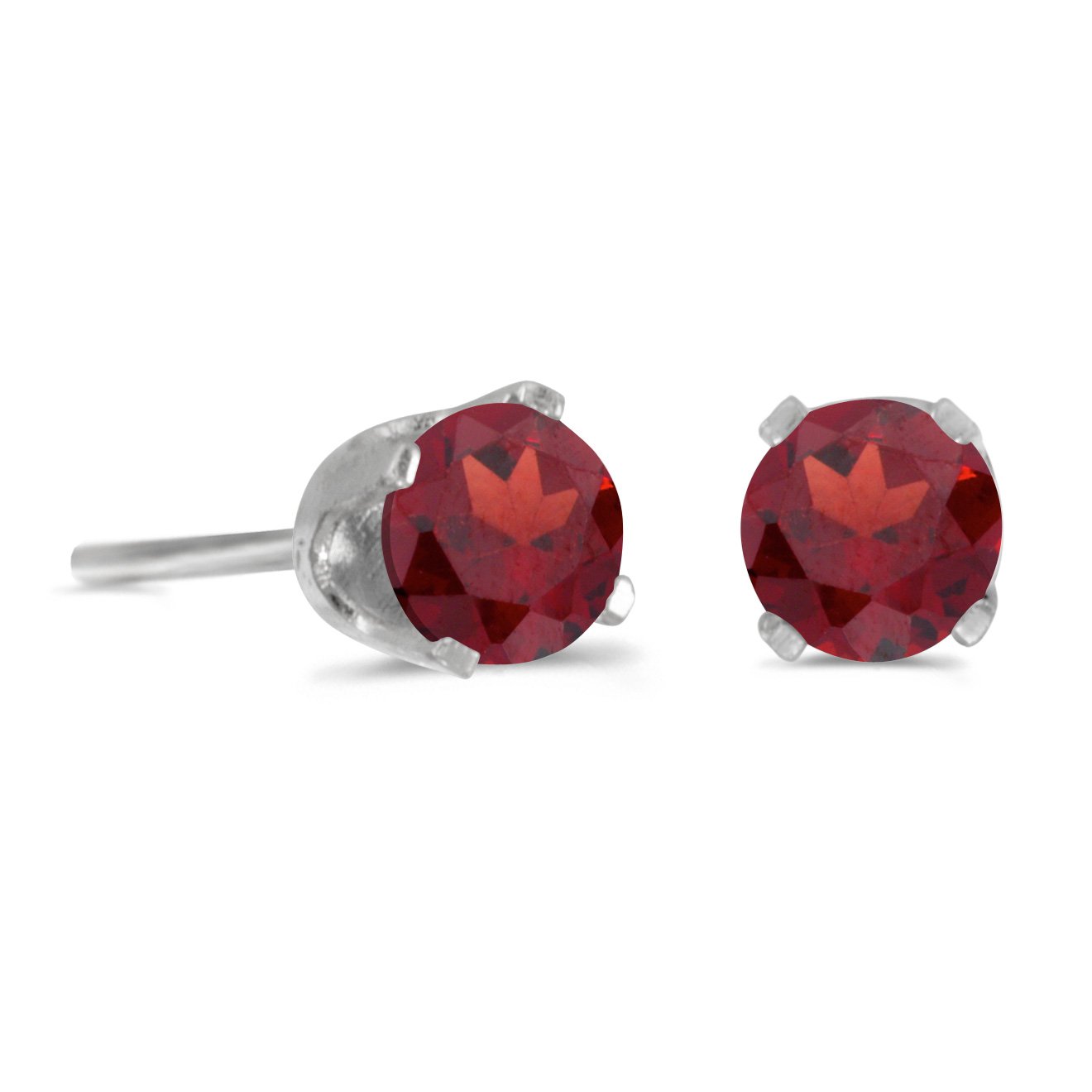 4mm Round Garnet Stud Earrings in Sterling Silver - Perfect for Everyday Wear, Gifts & Special Occasions