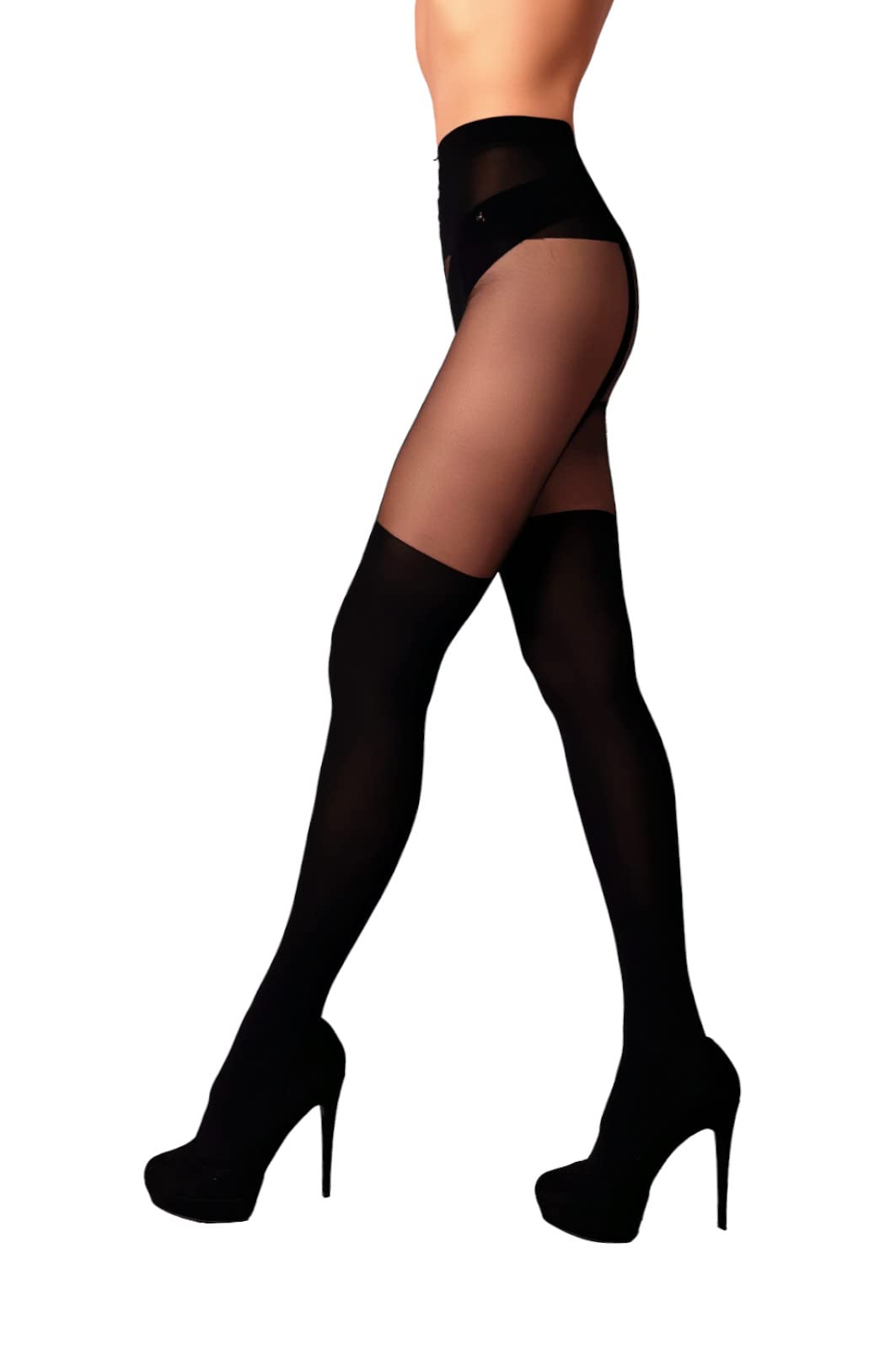 MILA MARUTTI Faux Thigh High Pantyhose with Mock Suspender - Sexy Sheer Stockings for Women, Plus Size Available - Perfect for Cosplay, Date Night & Lingerie Outfits