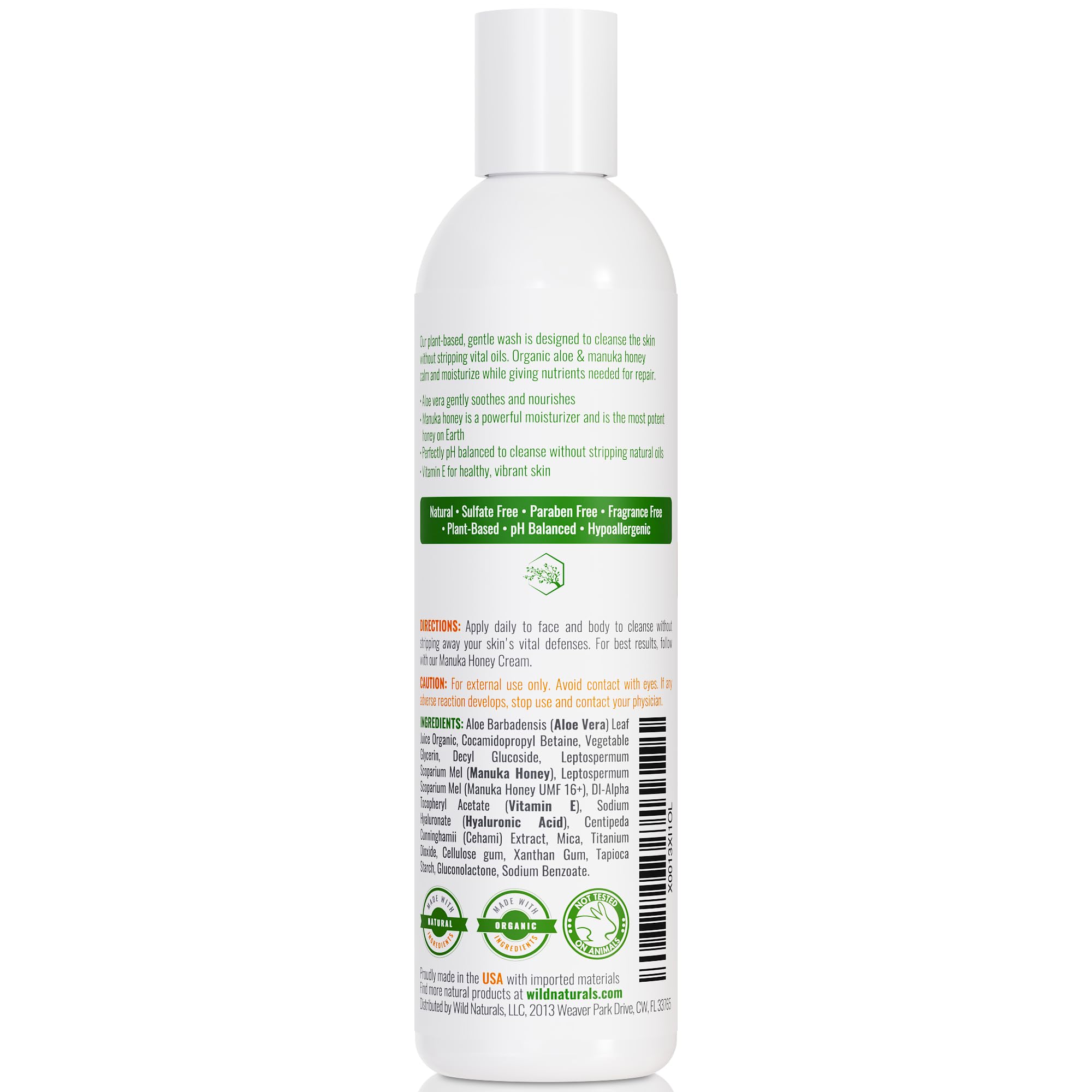 Organic Manuka Honey Body Wash for Eczema & Psoriasis - Vegan, Sulfate-Free - Skin Relief & Care
