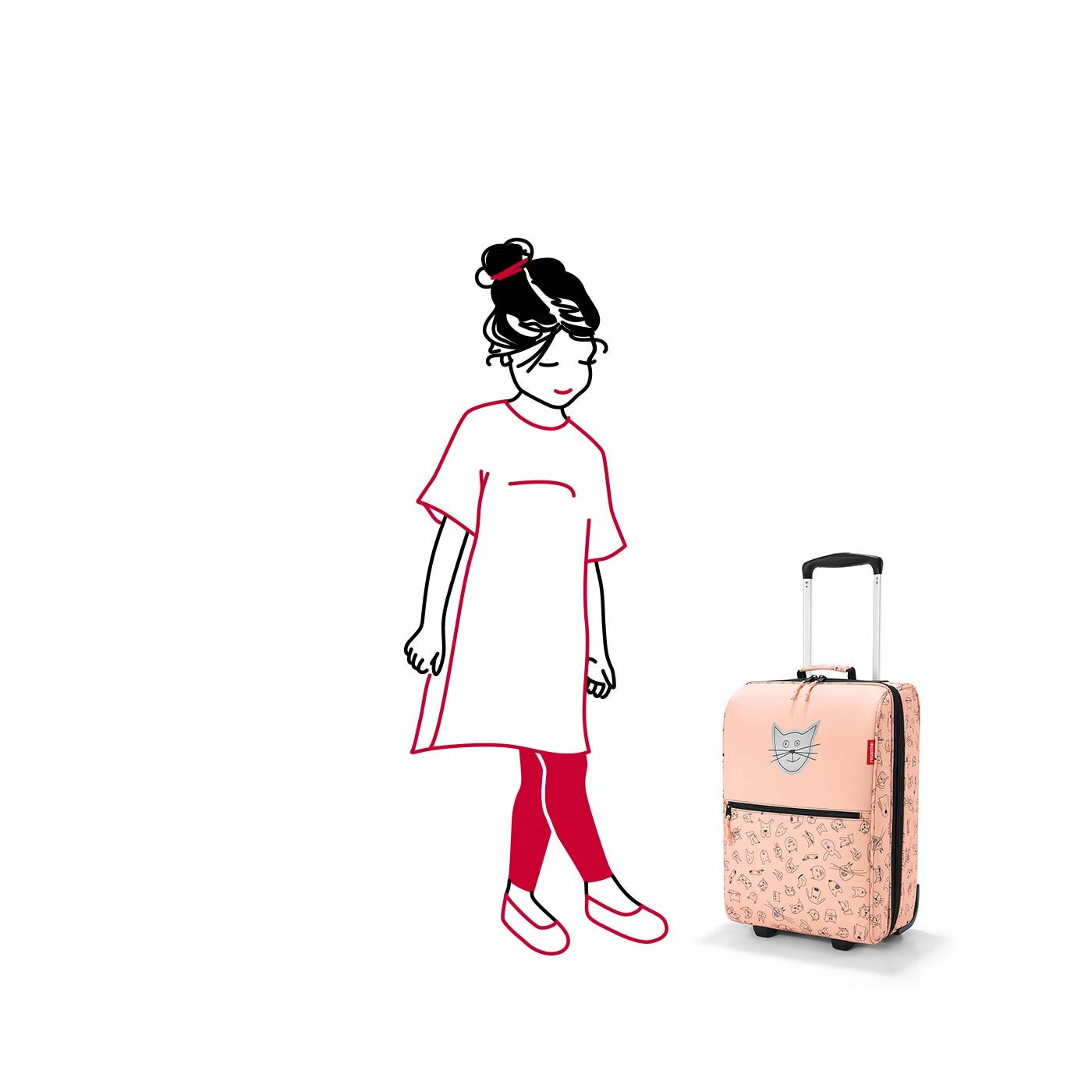 Reisenthel Kids Suitcase with Adorable Cats & Dogs Print - 17 Inch Children's Travel Luggage for Airplane, Vacation & School Trips