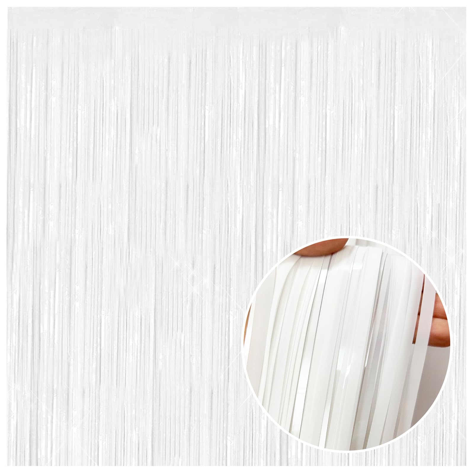 Tilasickel White Streamers 2 Pack (3.28ft x 8.2ft) - Premium White Fringe Backdrop for Birthday Parties, Graduations, Gender Reveals & Baby Showers | Perfect for Photo Booths, Stage Decorations & Disco Party Supplies