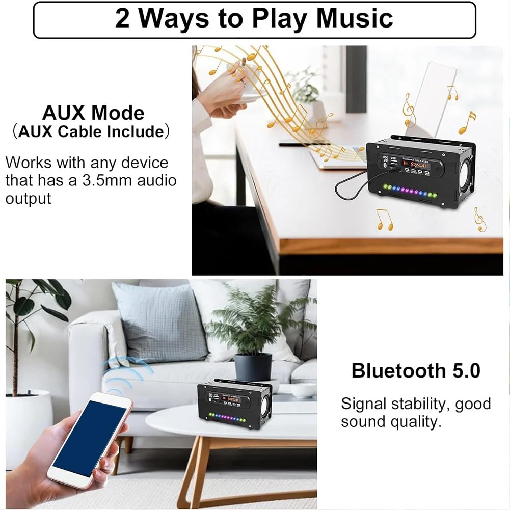 DIY Bluetooth Speaker Kit with LED, FM Radio, USB & Digital Display - Soldering Practice Project for Home & Office Use | Perfect for STEM Learning & DIY Enthusiasts