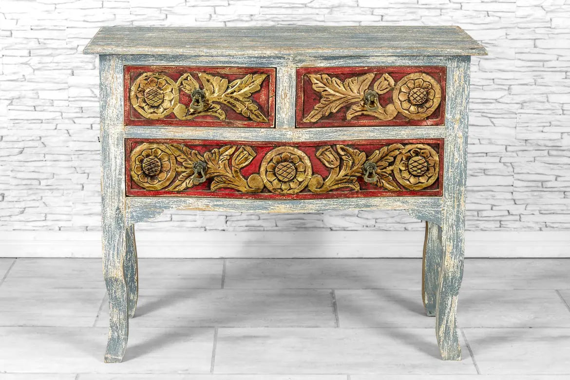 French Arched Hand Carved Indian Solid Wood Console Hall Table - Elegant Entryway Furniture for Foyer, Living Room & Dining Room Decor
