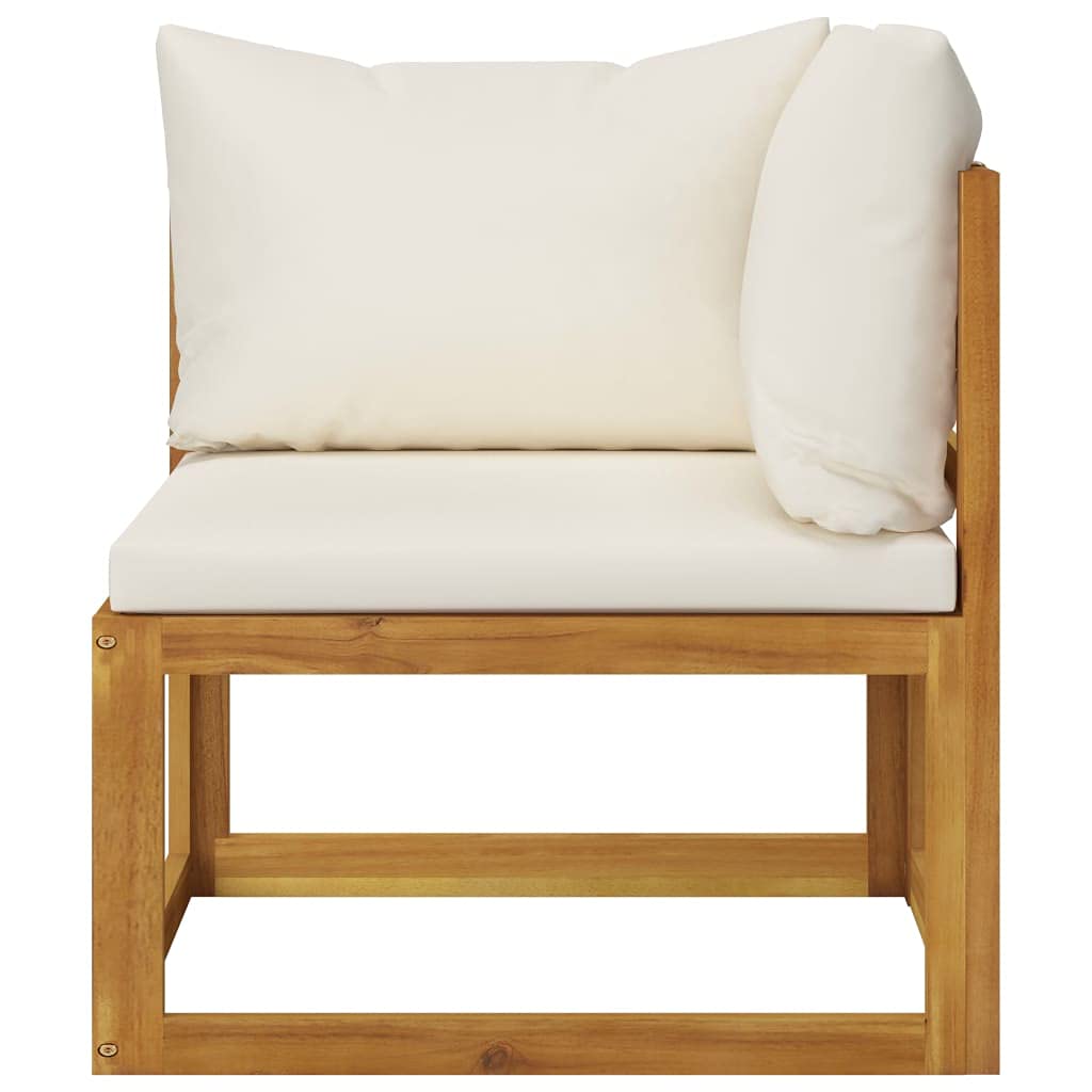 11-Piece Acacia Wood Patio Furniture Set with Comfortable Cushions - Cream Outdoor Garden Lounge & Conversation Chat Set for Backyard, Deck or Poolside Relaxation