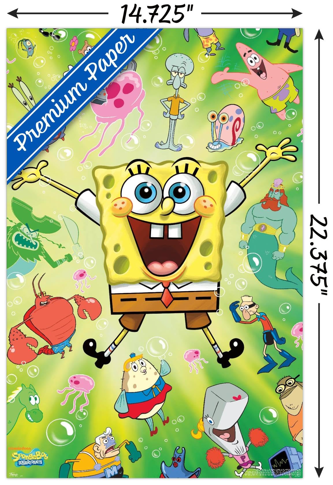Trends International Nickelodeon SpongeBob SquarePants Wall Poster - 14.725 x 22.375 Inches, Premium Unframed Art Print for Kids Room Decor, TV Show Fan Gift & Cartoon Themed Bedroom