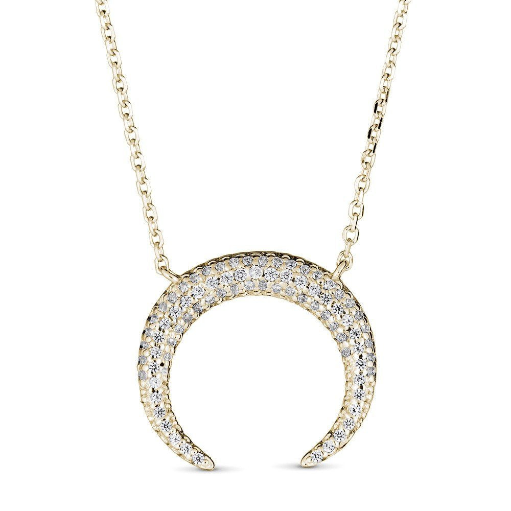 14KT Gold .16 CTW Diamond Crescent Moon Necklace for Women - Elegant Layering Necklace for Everyday Wear & Special Occasions