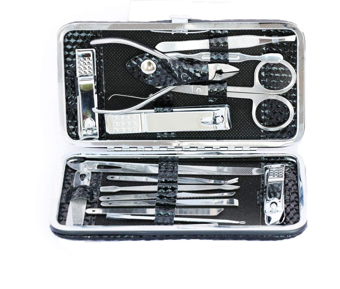 Professional 16-Piece Stainless Steel Manicure & Pedicure Kit - Nail Clippers, Grooming Tools with Luxury Travel Case | Perfect for Home Salon, Travel Essentials & Gift Ideas