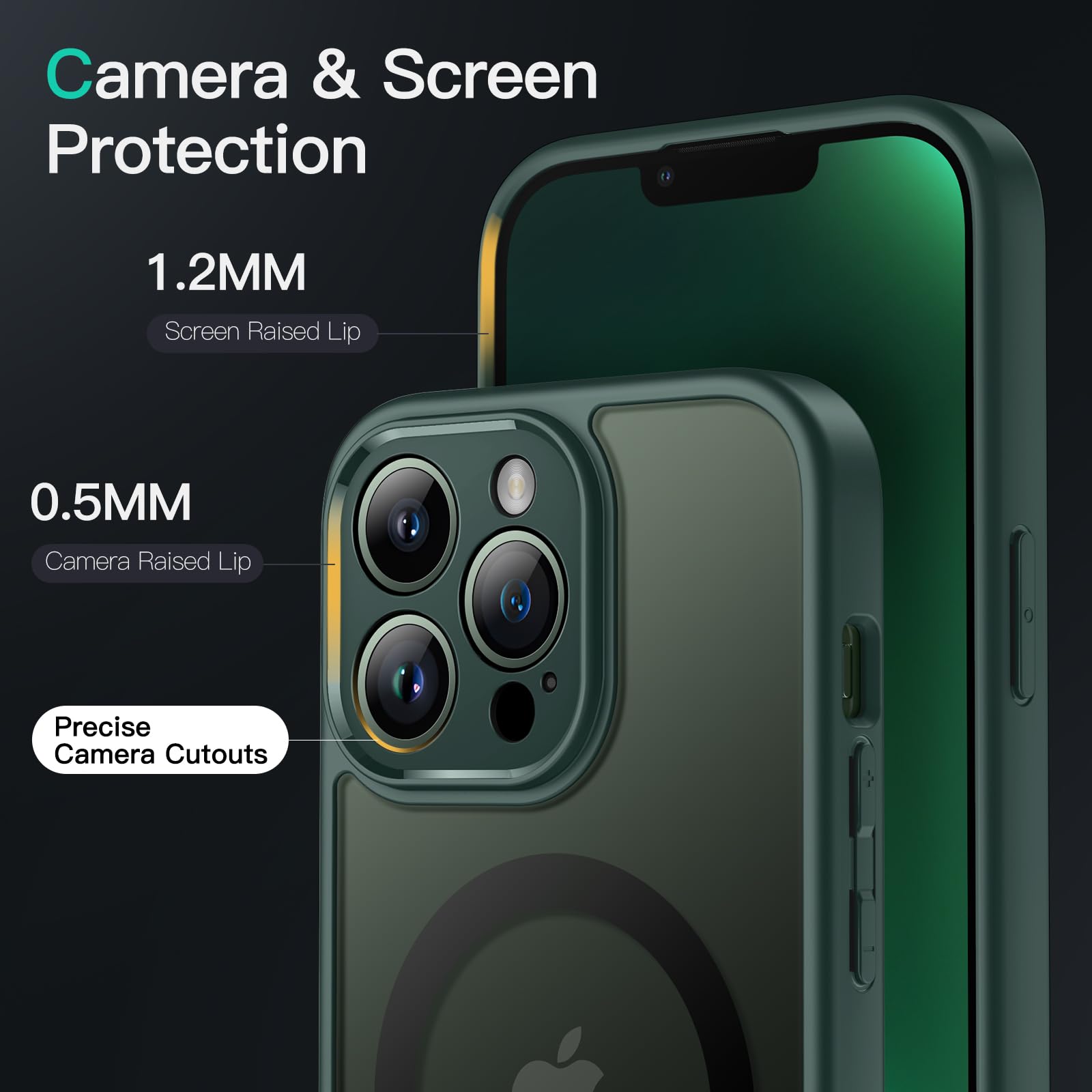 JETech Magnetic Case for iPhone 13 Pro Max 6.7-Inch | MagSafe Compatible | Translucent Matte Back | Full Protection Slim Shockproof Phone Cover (Midnight Green) | Perfect for Work, Travel & Everyday Use