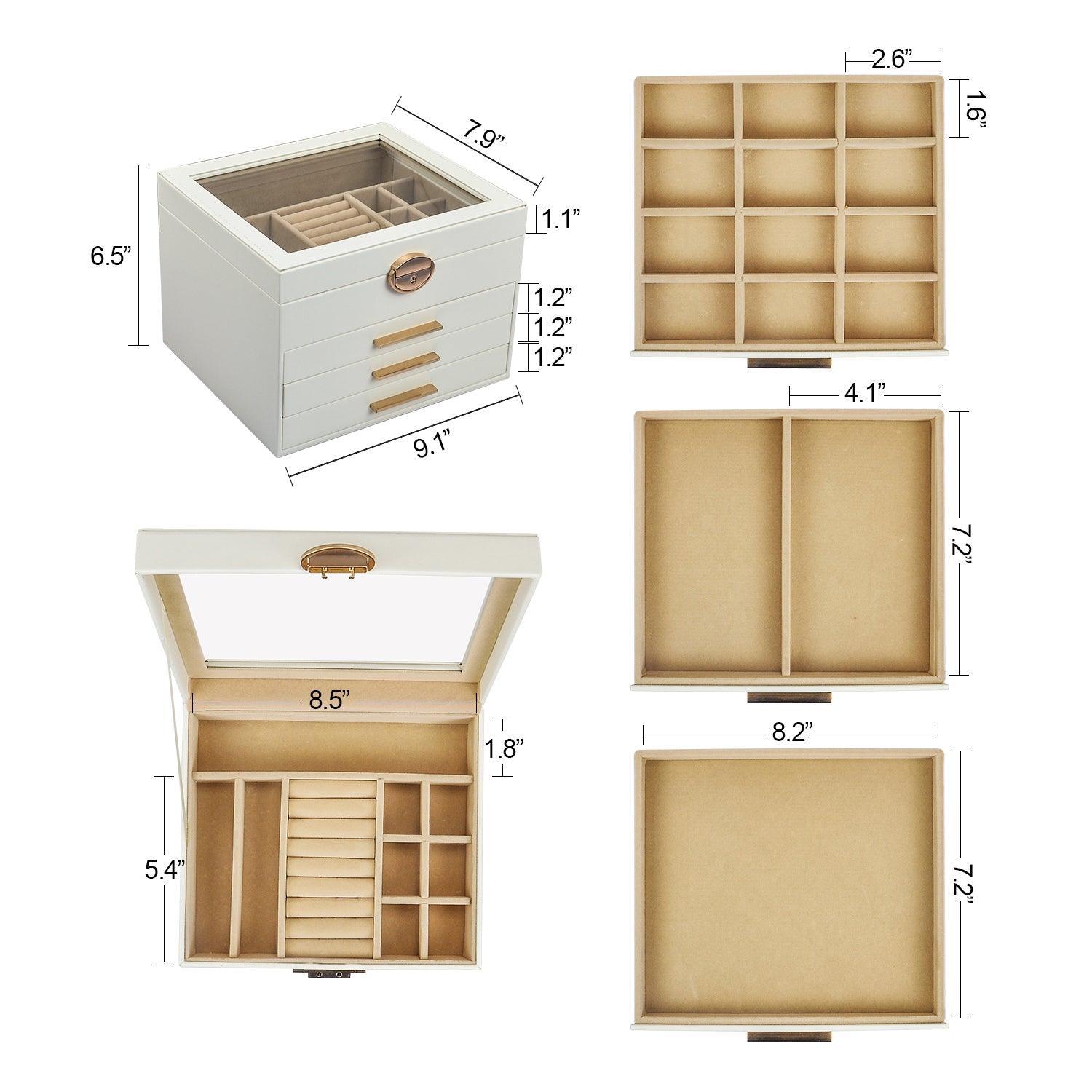 Elegant Jewelry Box Organizer for Women - 4 Layer Jewelry Storage with 3 Drawers | Perfect for Necklace, Ring & Earring Organization at Home, Travel or Gift Giving