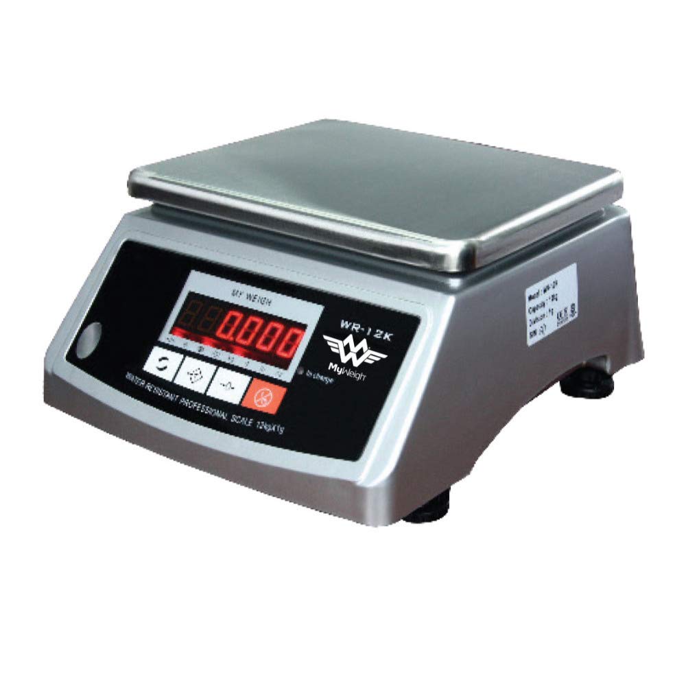My Weigh WR-12K Digital Washdown Scale - 12kg Capacity Waterproof Commercial Scale for Food, Meat, Seafood Processing - Perfect for Restaurants, Butchers, and Industrial Kitchens