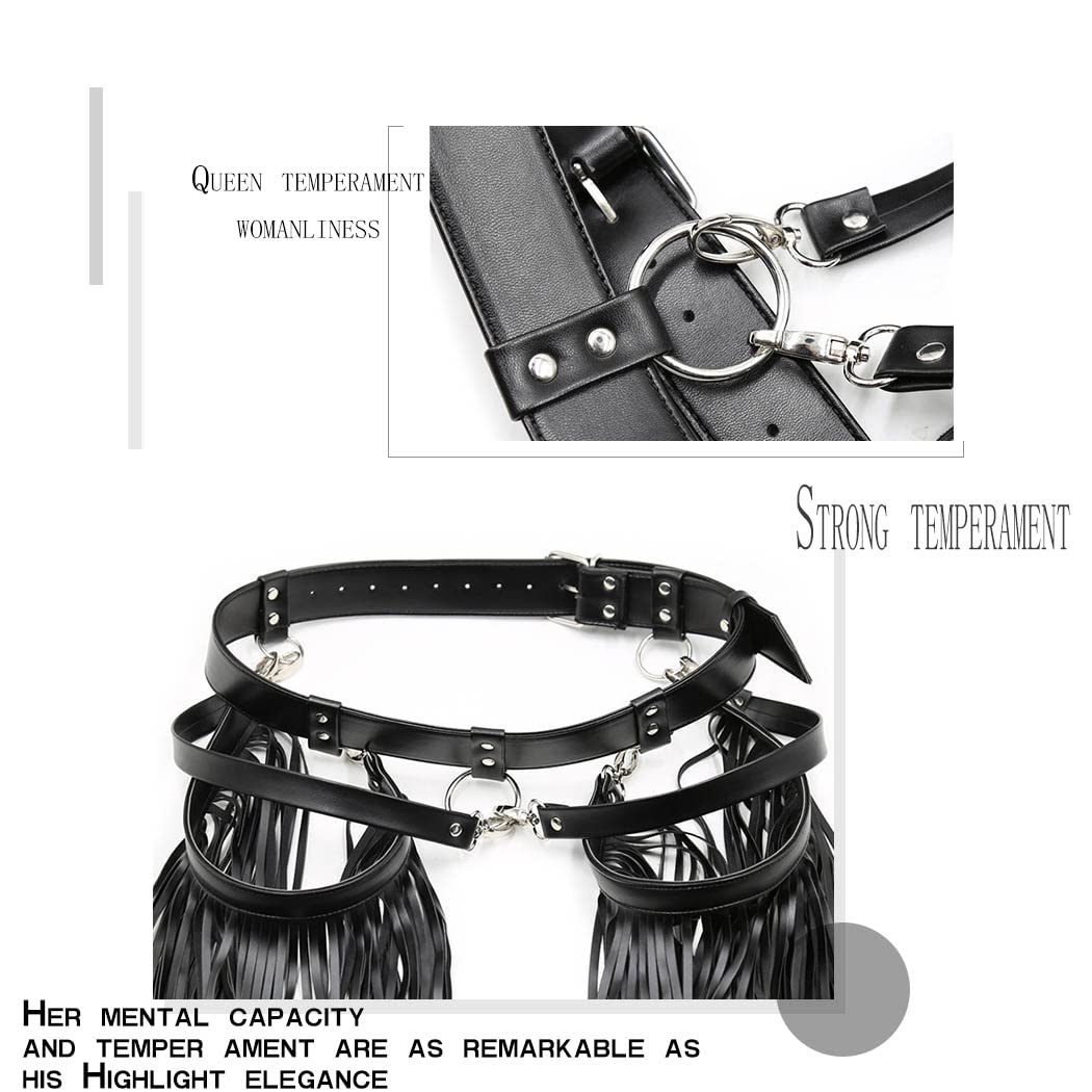 Sexy Punk Body Chain Leather Leg Harness Layered Waist Chain for Women - Gothic Rave Party Accessory, Nightclub Outfit, BDSM Fashion, Festival Wear