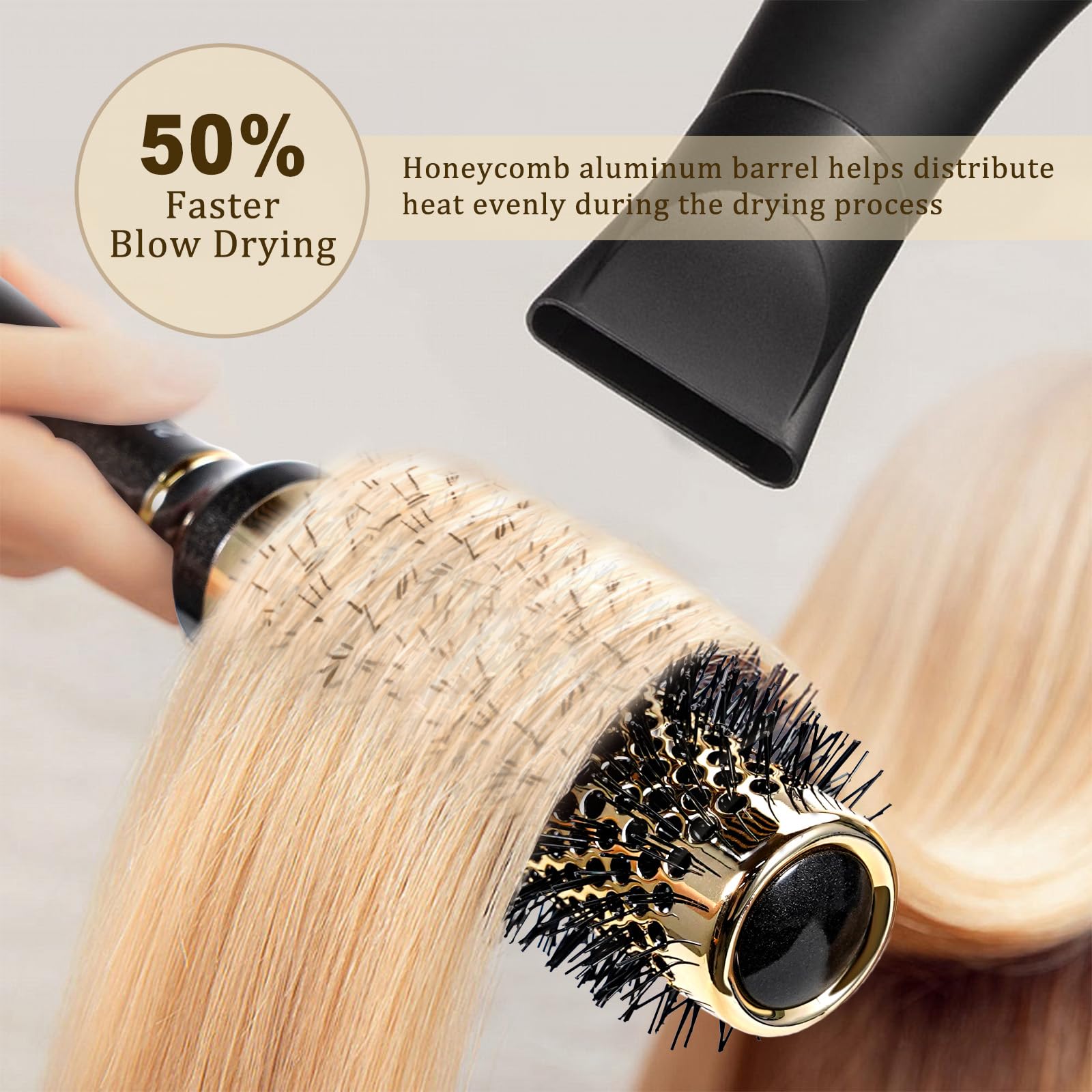 **Professional Small Round Hair Brush for Short Hair - 1.3 Inch Aluminum Roller for Blow Drying Bangs & Styling - Salon Quality Hairbrush for Women with Curly or Straight Hair - Perfect for Travel & Home Use**