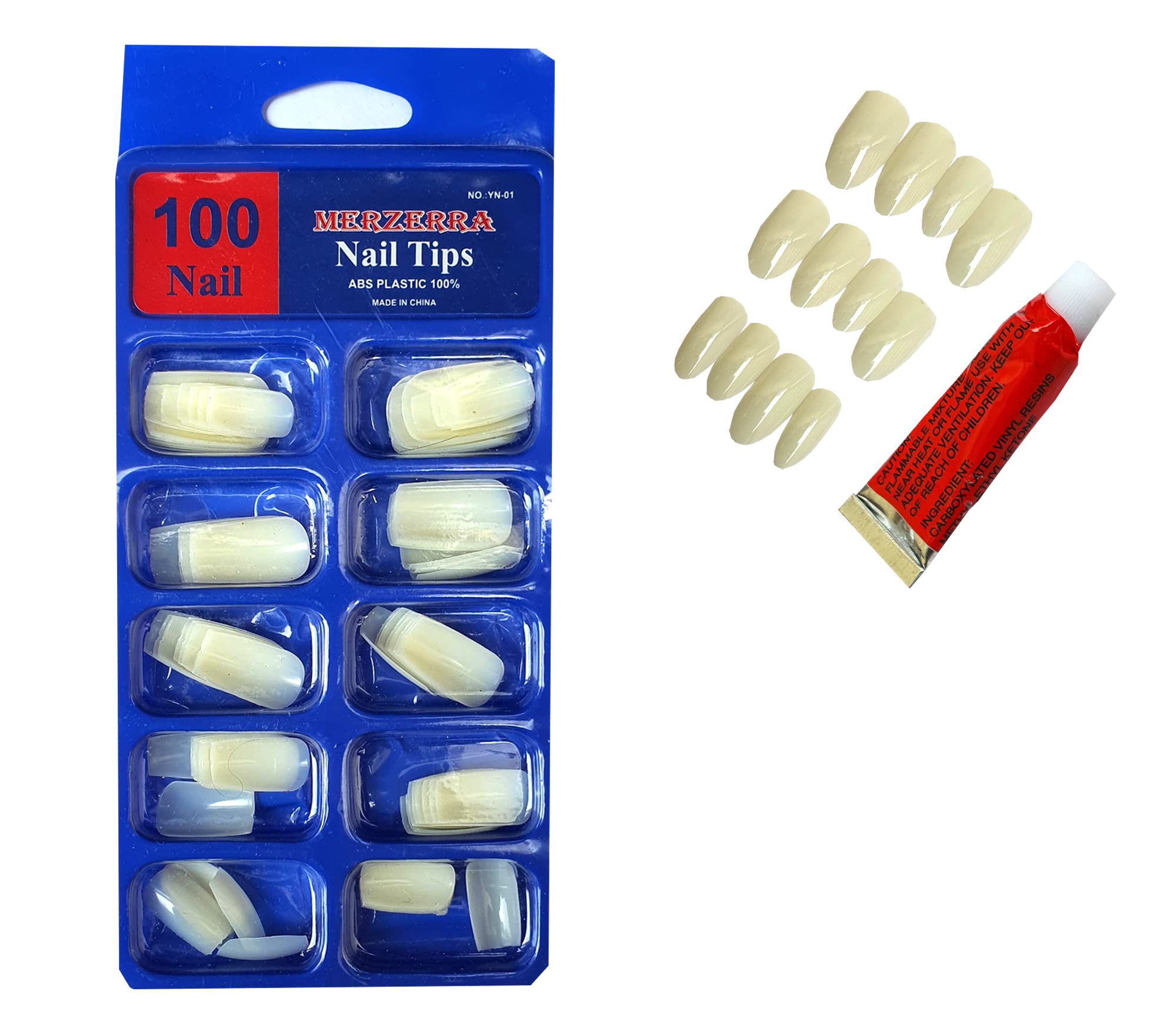 TopFinder® 100 Pcs White Square Acrylic Nail Tips - 10 Sizes Full Cover French Fake Nails with Storage Box for DIY Manicure & Nail Art (Natural) | Perfect for Home Salon, Party Glam, and Professional Nail Extensions