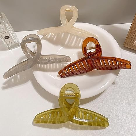 4 Pcs Large Shark Teeth Hair Claw Clips for Women - Strong Hold Hair Accessories for Long Thick Hair - Perfect for Ponytails, Buns & Everyday Styling