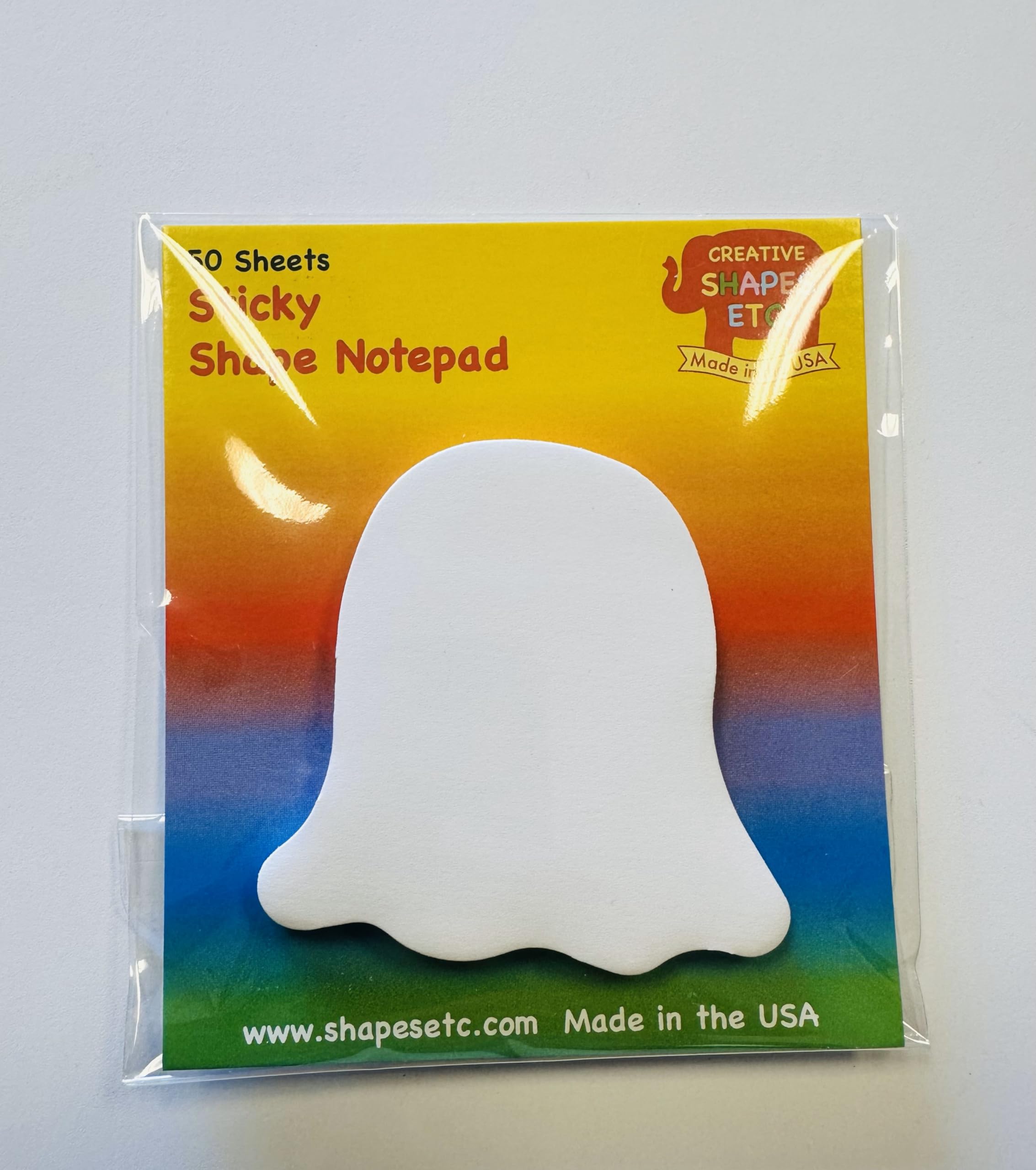 50 Sheets Ghost Sticky Notepad - 3 Inch White Self Stick Notes for Halloween Boo Baskets, Classroom, Bulletin Board & Lunch Box Decor - Cute Memo Pads for Kids, Back to School Supplies & Office Reminders (USA Made) - Perfect for Spooky Party Favors, Teacher Gifts & Home Organization