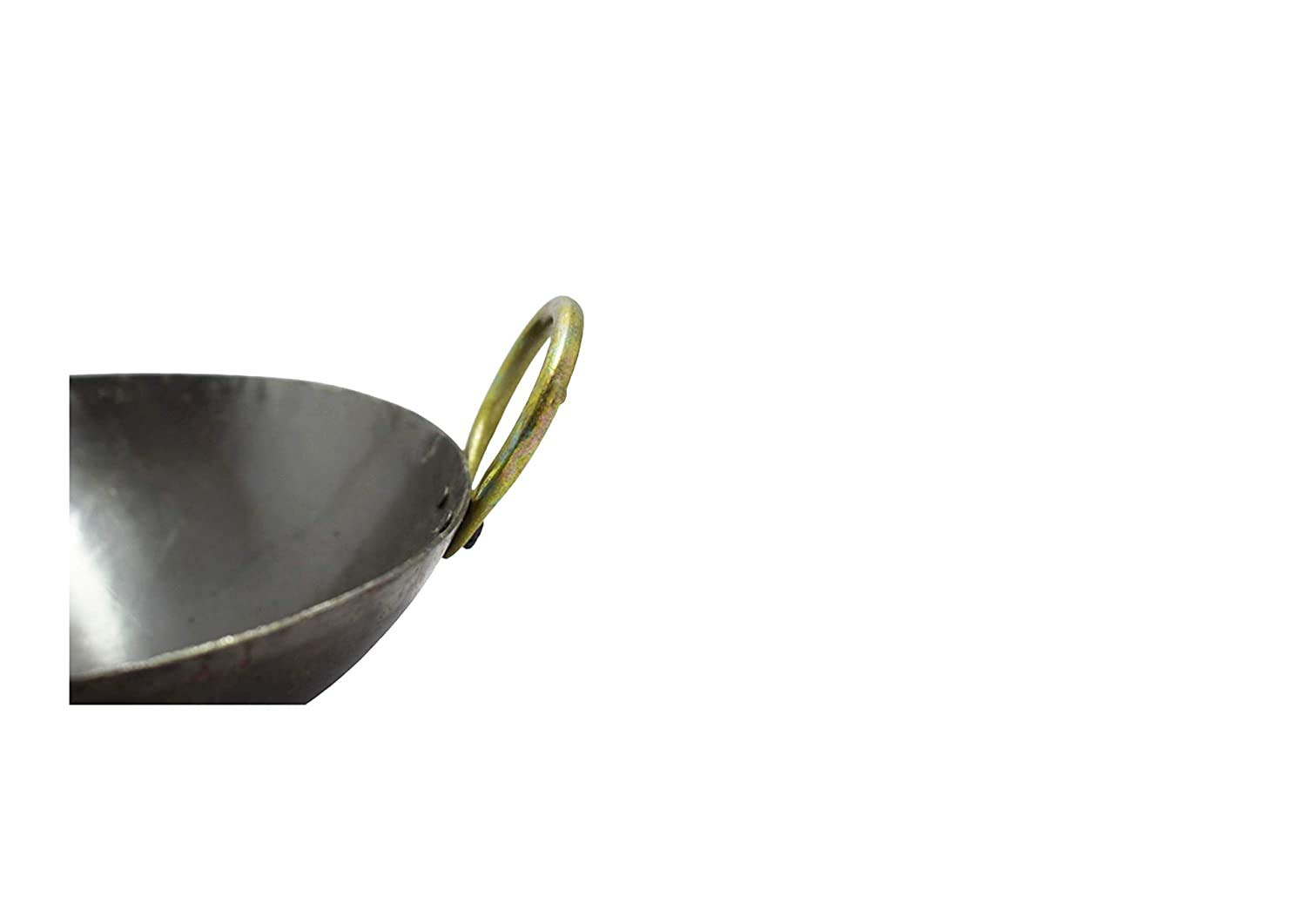 Galaxy Store Traditional Indian Iron Kadai/Kadhai/Karahi Wok - 3 Liter (3L) Dark Gray with Handles - Perfect for Stir-Frying, Deep Frying & Indian Cooking