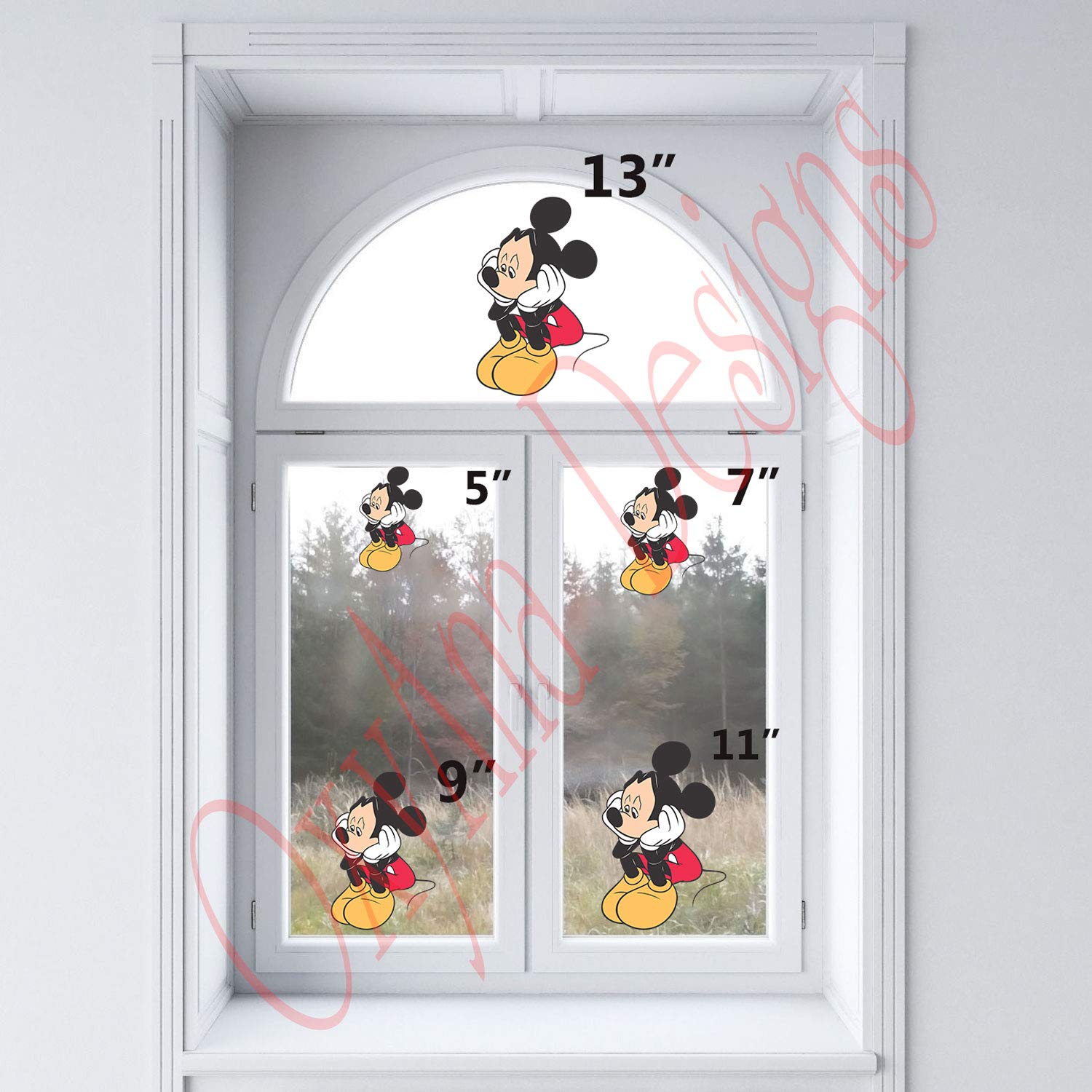 Mickey Mouse Static Cling Window Decals - 9 Inch Reusable Vinyl Stickers for Glass, Mirrors & Metal Surfaces | Perfect for Home Decor, Office, Kids Room & Disney Themed Parties
