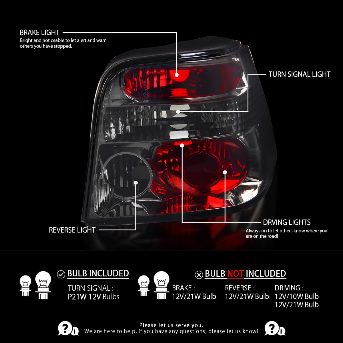 Volkswagen Golf IV MK4 1999-2006 Smoke Lens Tail Lights Pair - Left & Right Taillight Assembly Replacement - Perfect for Night Driving & Enhanced Style