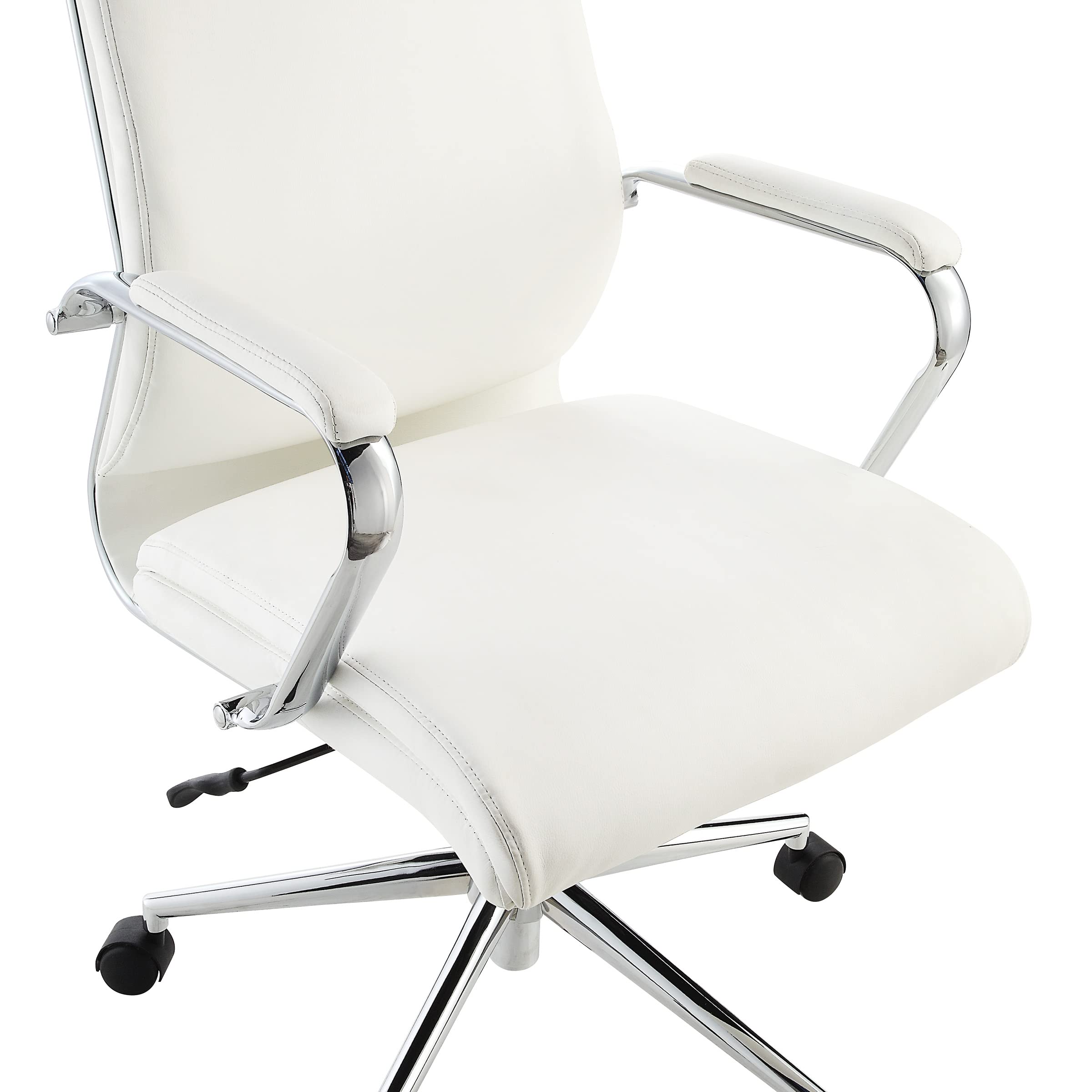 Office Star Antimicrobial Adjustable Mid-Back Office Chair with Chrome Base - Dillon Snow Fabric - Ergonomic Manager's Chair for Home & Office Workspace
